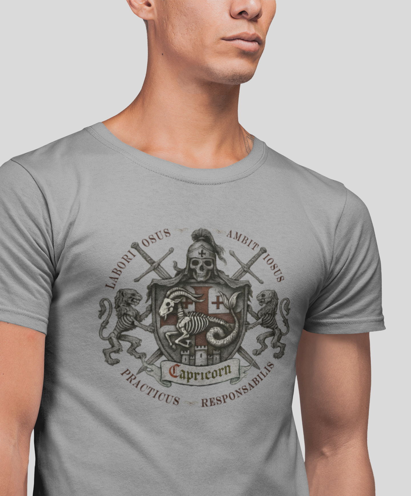 Steinbock: Frontprint, Unisex T-Shirt **Grimwater-Edition** Sternzeichen Astrologie (Capricorn)