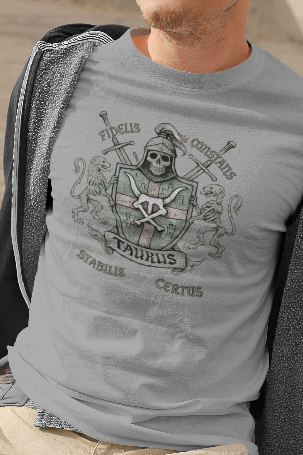 Stier: Frontprint, Unisex T-Shirt **Grimwater-Edition** Sternzeichen Astrologie (Taurus)