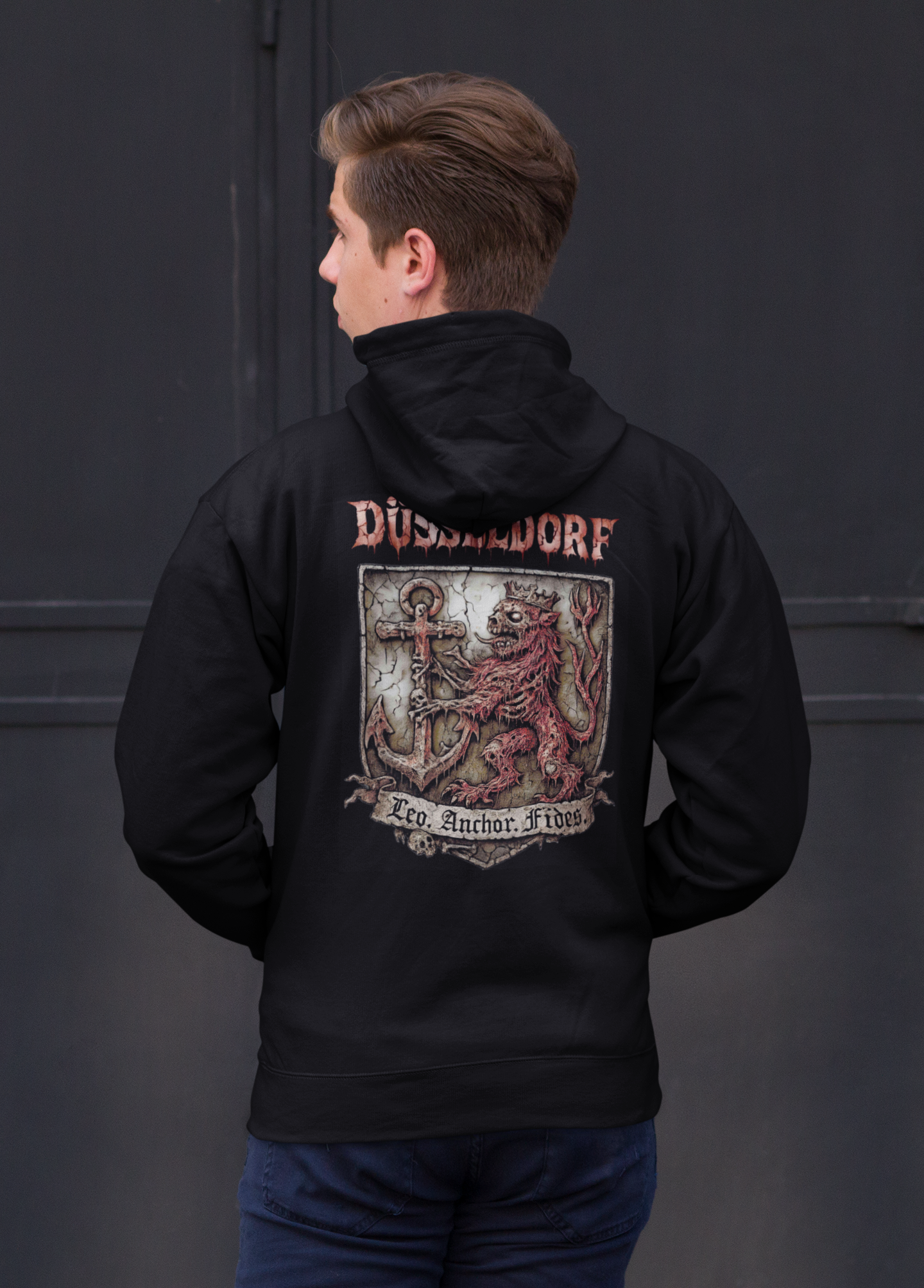 Düsseldorf Front-/Backprint - Fides ultra mortem!  Leo, Anchor, Fides: Grimwater-Edition - Hoodie