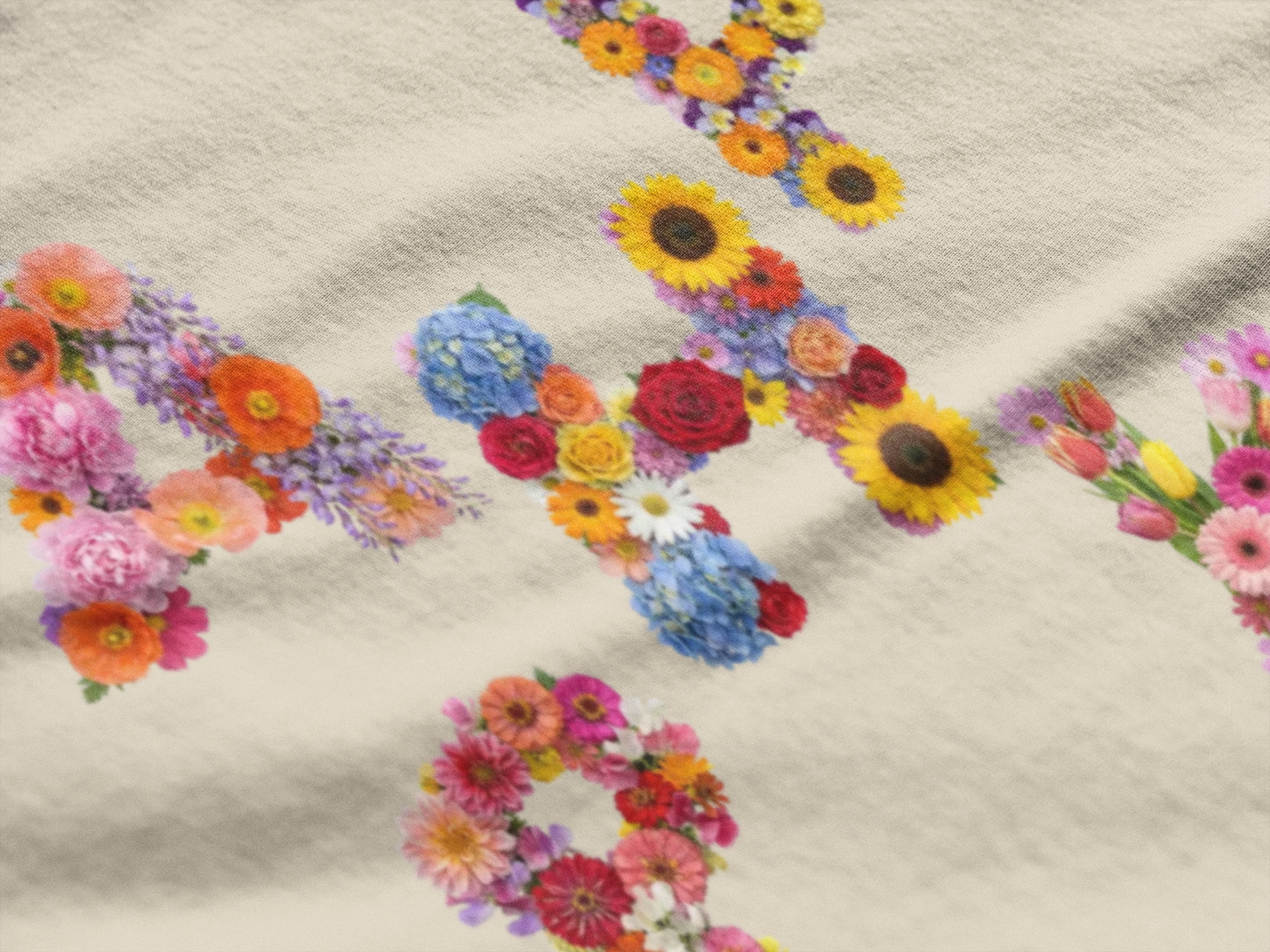 HAPPY, Frontprint, Unisex Sweatshirt. Floral Letter Print (Spring Floral Crew)