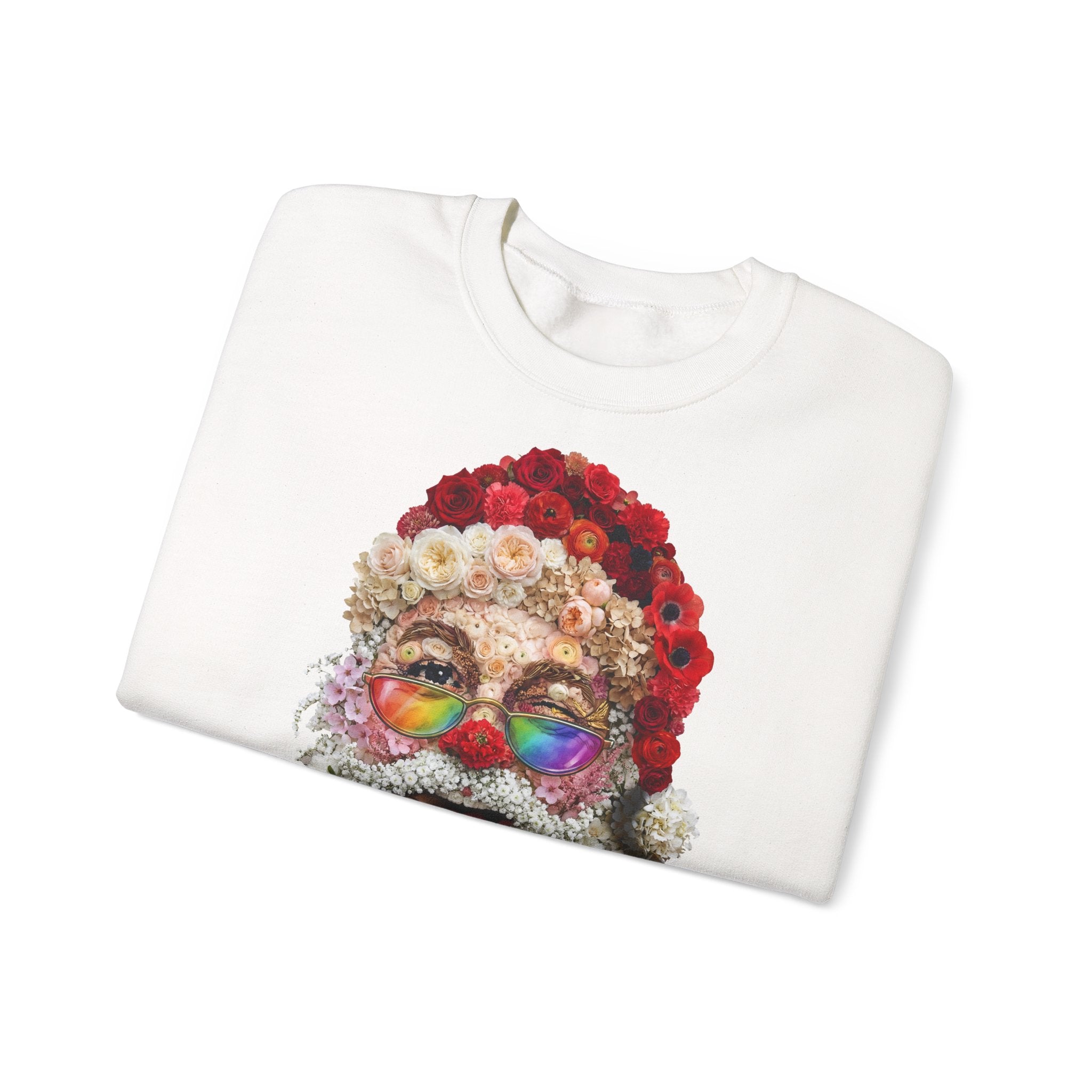 Blumen-Santa: Frontprint, Unisex Sweatshirt - Colorful Rainbow Glasses Floral
