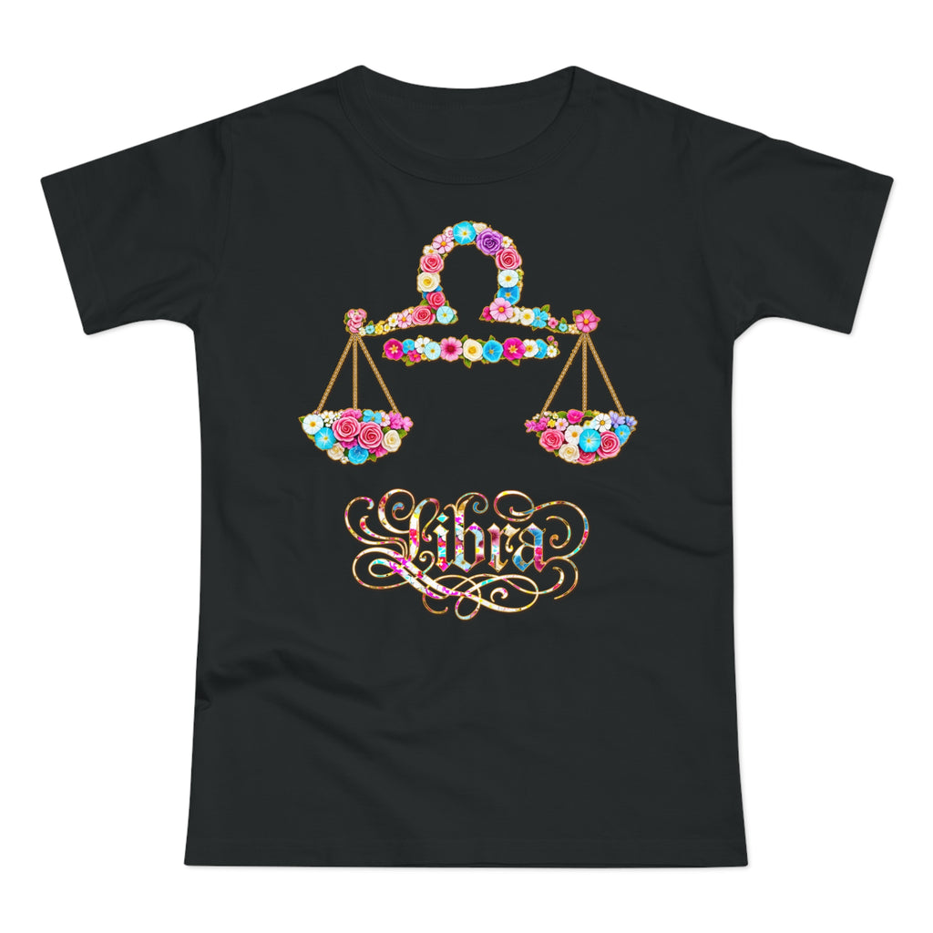 Waage: Frontprint, Womens' T-Shirt, florales Sternzeichen, Zodiac Astrologie (Libra)
