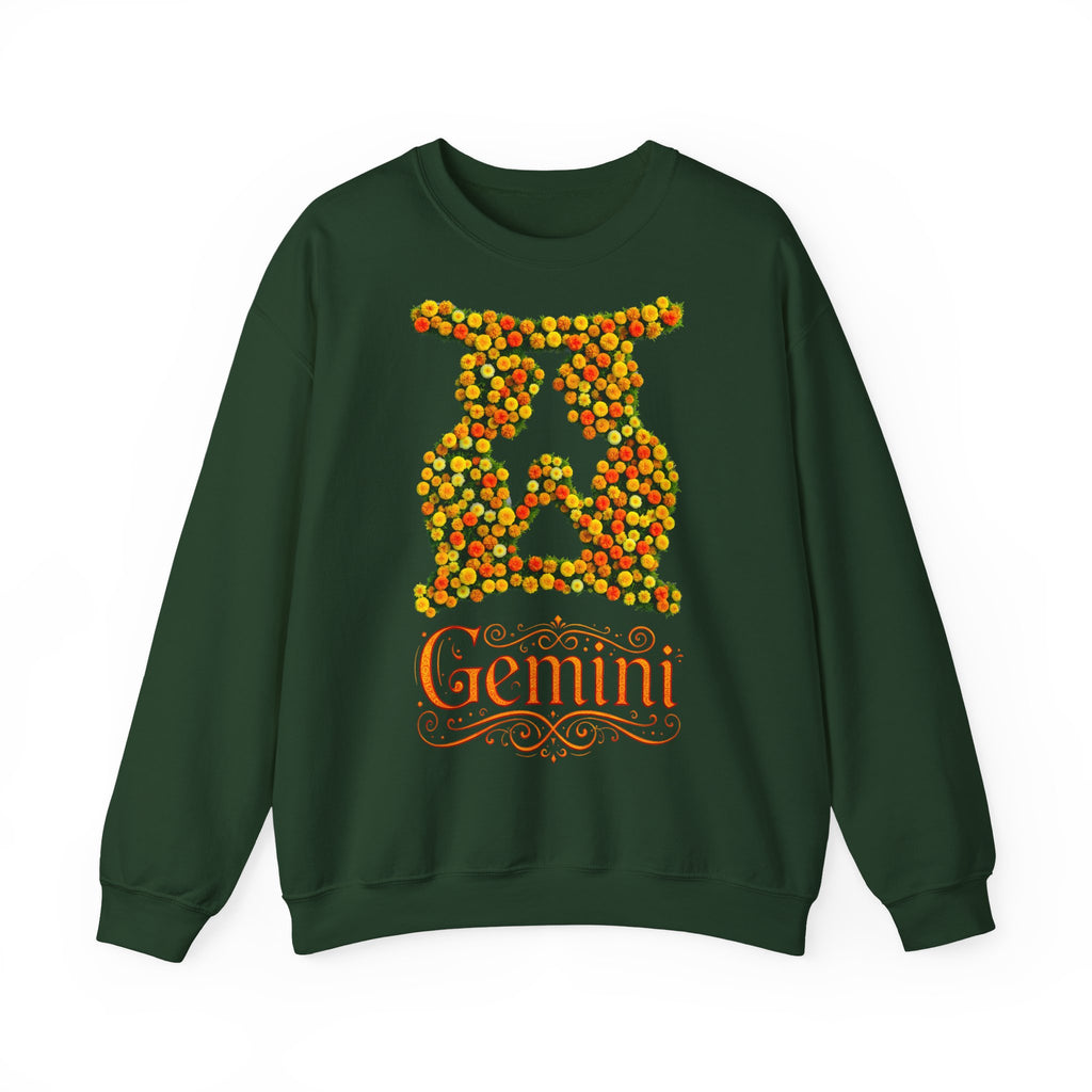 Zwilling: Frontprint, Unisex Sweatshirt, florales Sternzeichen, Zodiac Astrologie (Gemini)