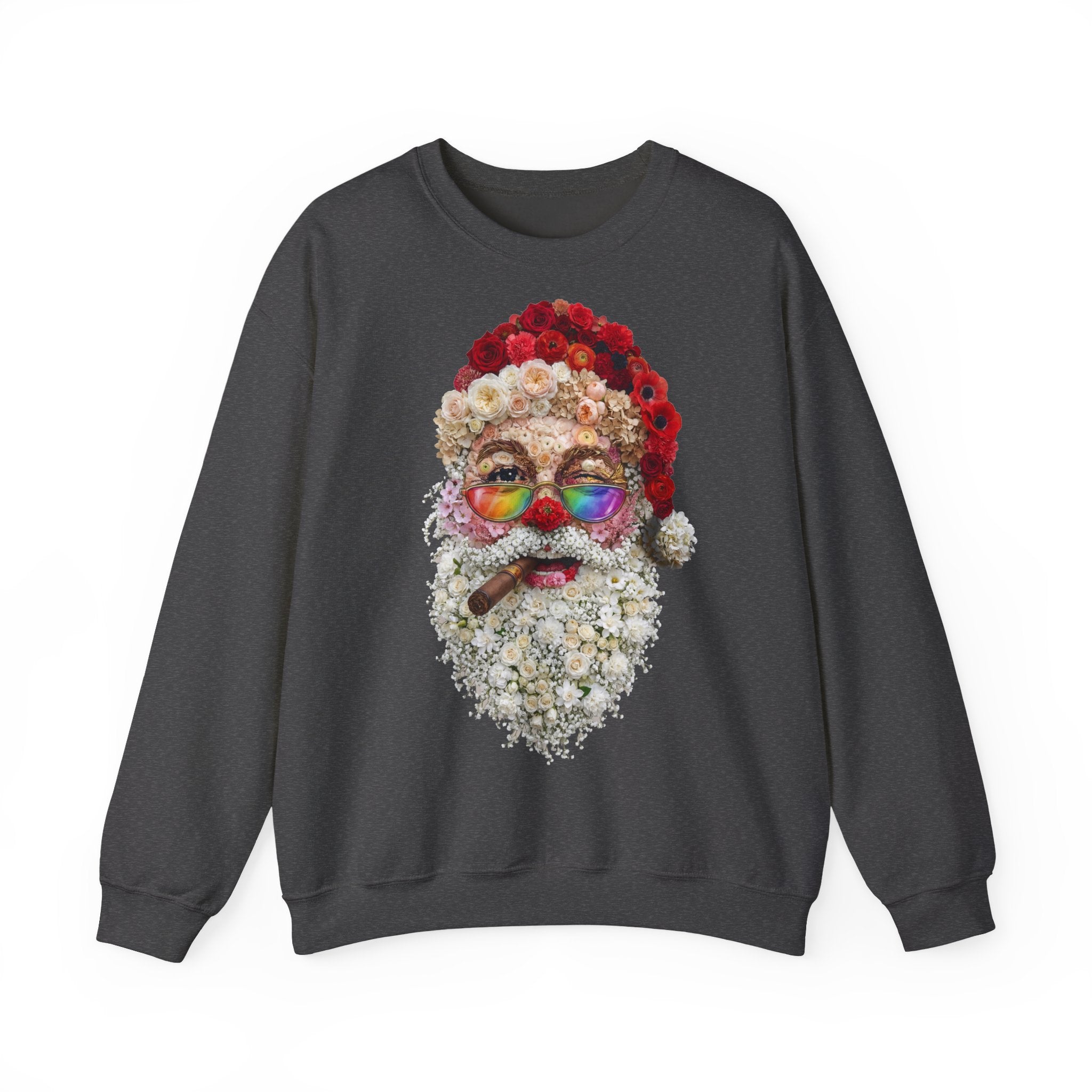 Blumen-Santa: Frontprint, Unisex Sweatshirt - Colorful Rainbow Glasses Floral