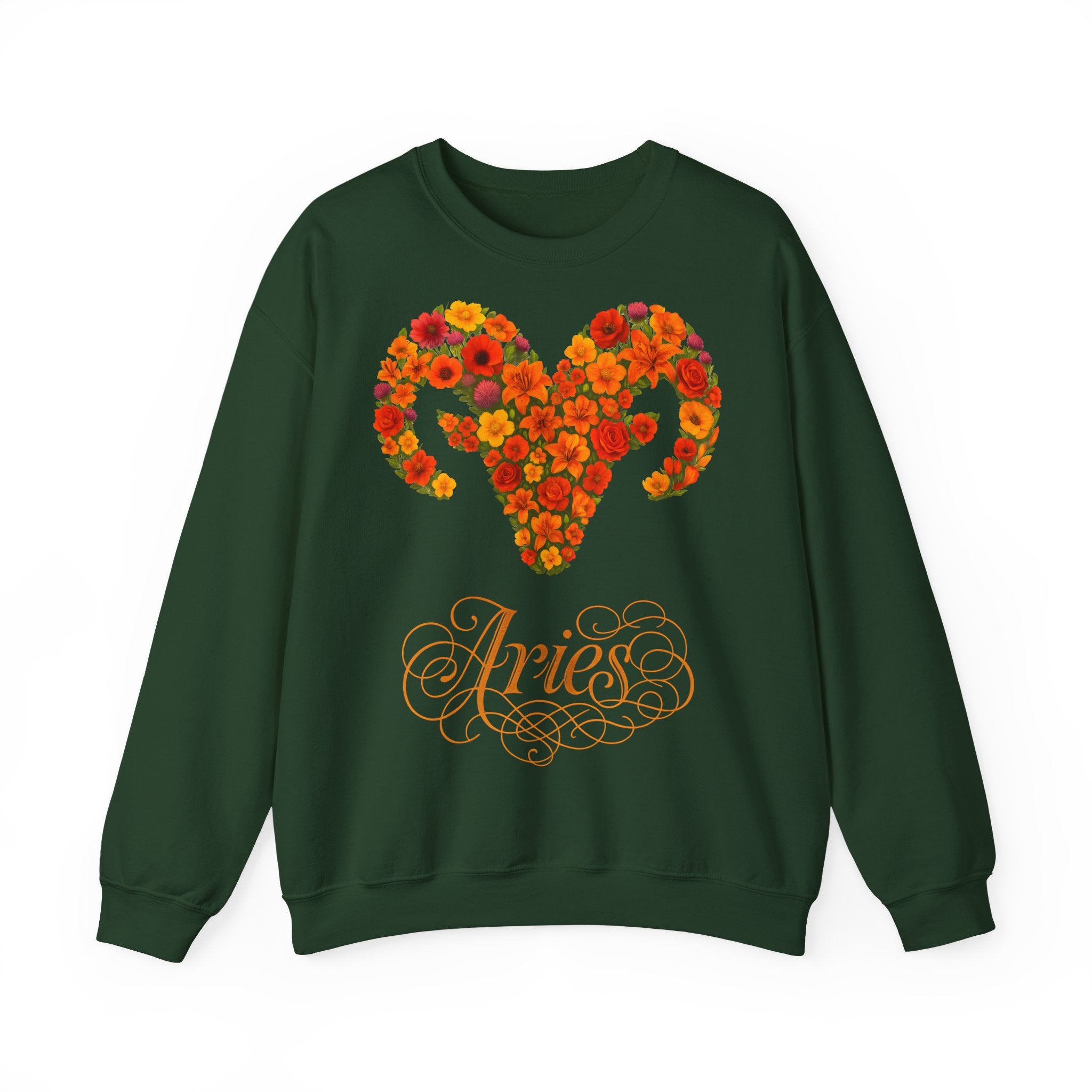 Widder: Frontprint, Unisex Sweatshirt, florales Sternzeichen, Zodiac Astrologie (Aries)