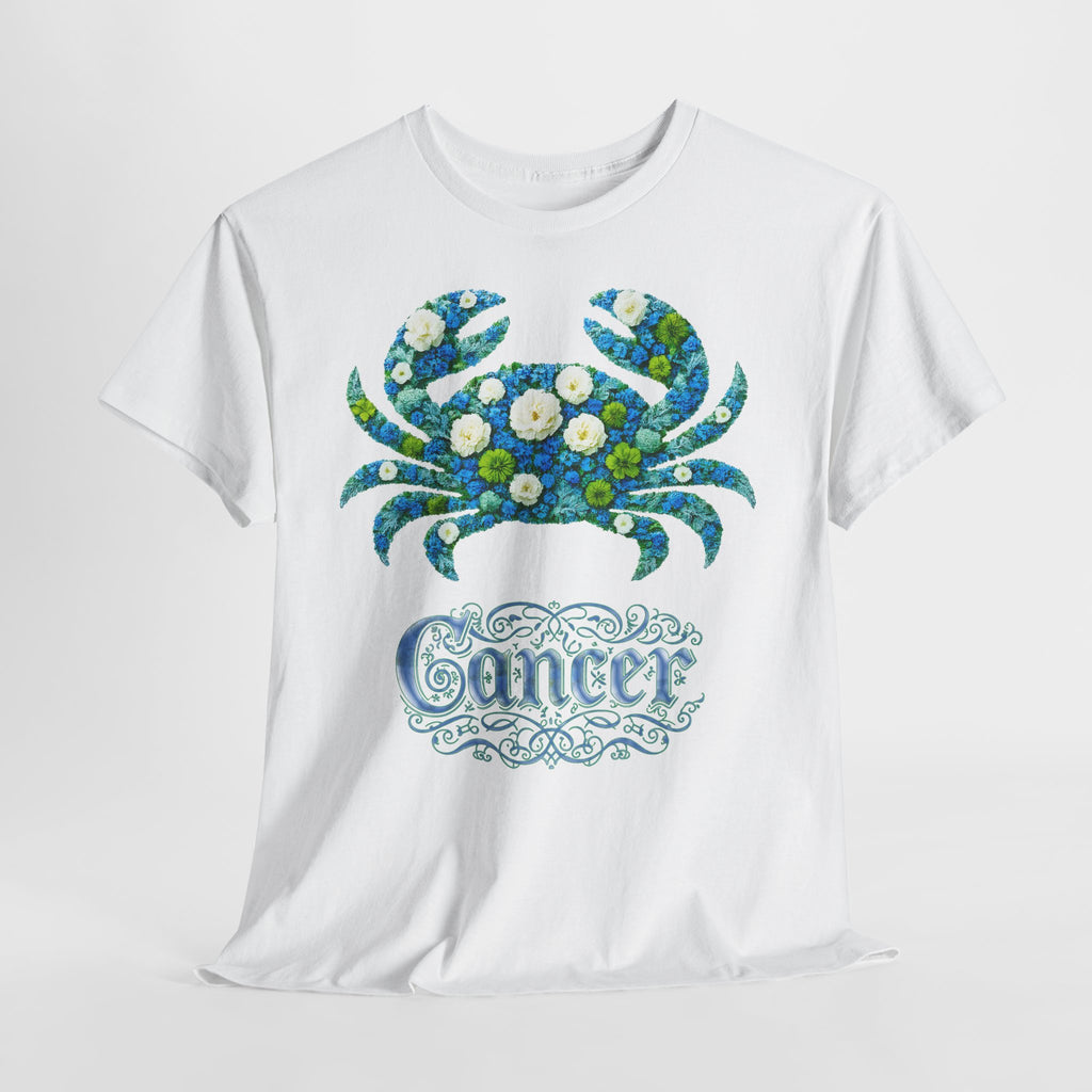 Krebs: Frontprint, Unisex T-Shirt - Florales Sternzeichen Astrologie (Cancer)