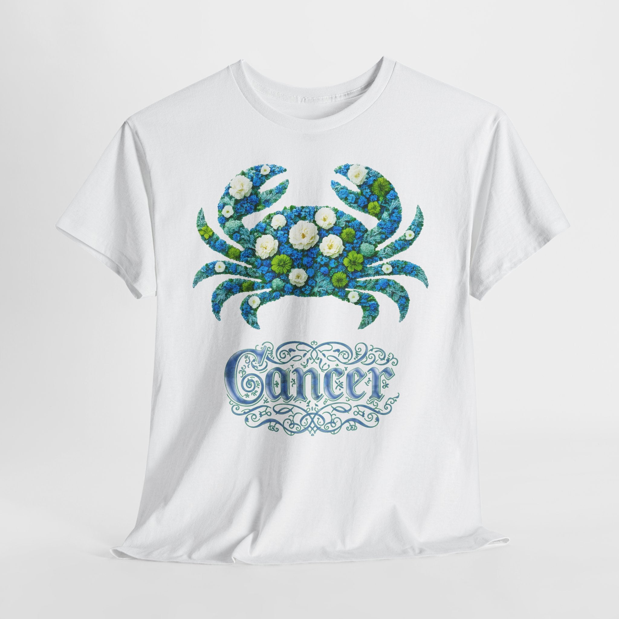 Krebs: Frontprint, Unisex T-Shirt - Florales Sternzeichen Astrologie (Cancer)