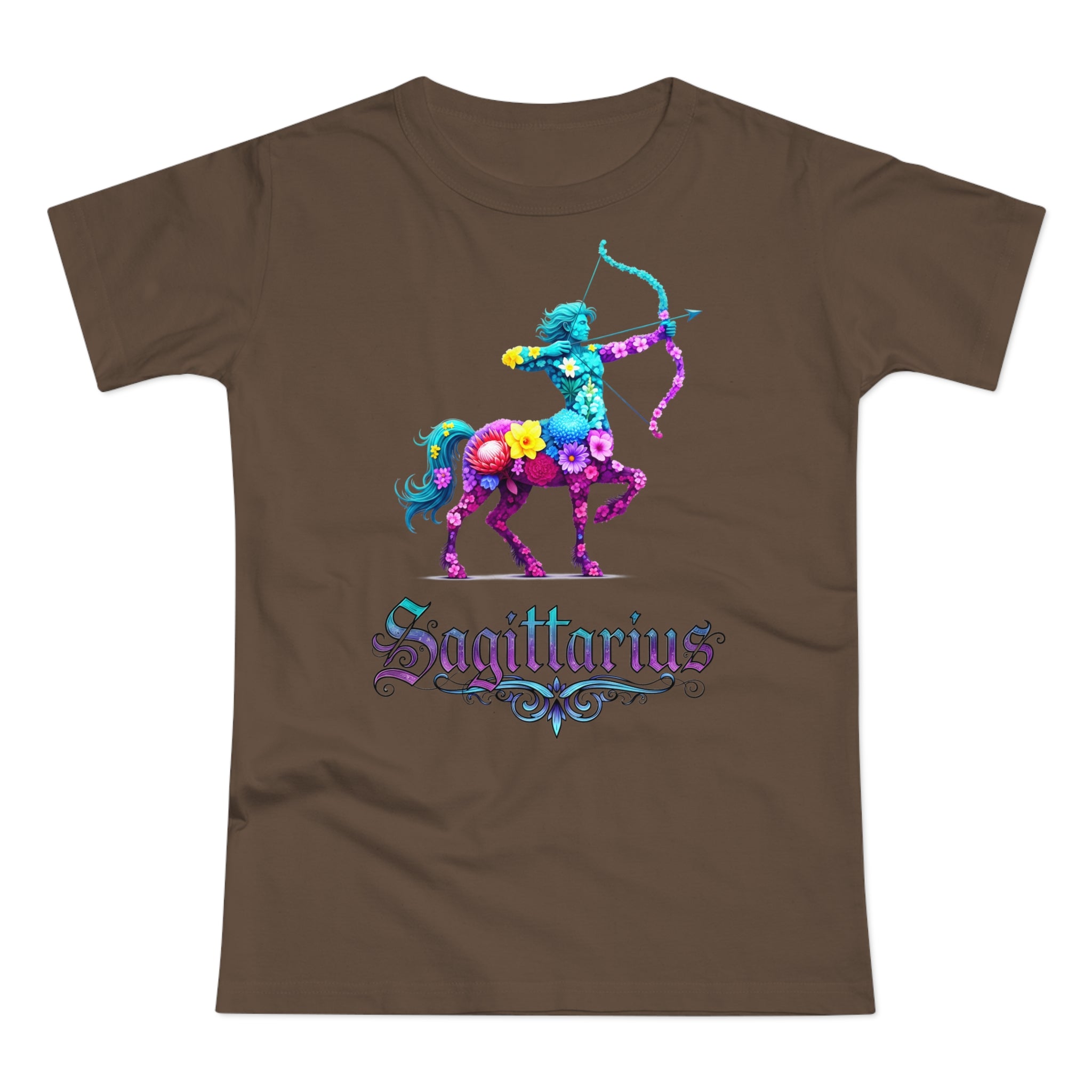 Schütze: Frontprint, Womens' T-Shirt, florales Sternzeichen, Zodiac Astrologie (Sagittarius)