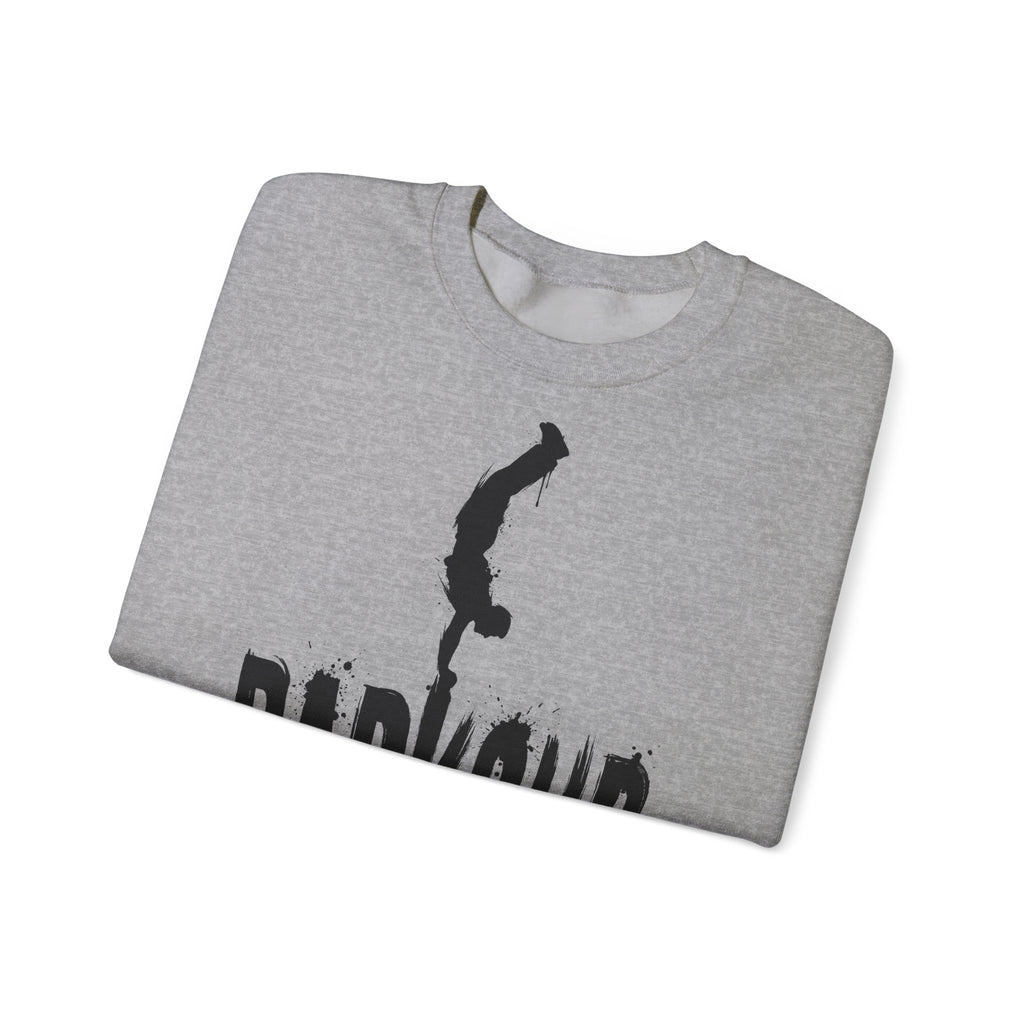 Parkour 03: Frontprint, Unisex Sweatshirt - Urban Stunt Silhouette Crewneck