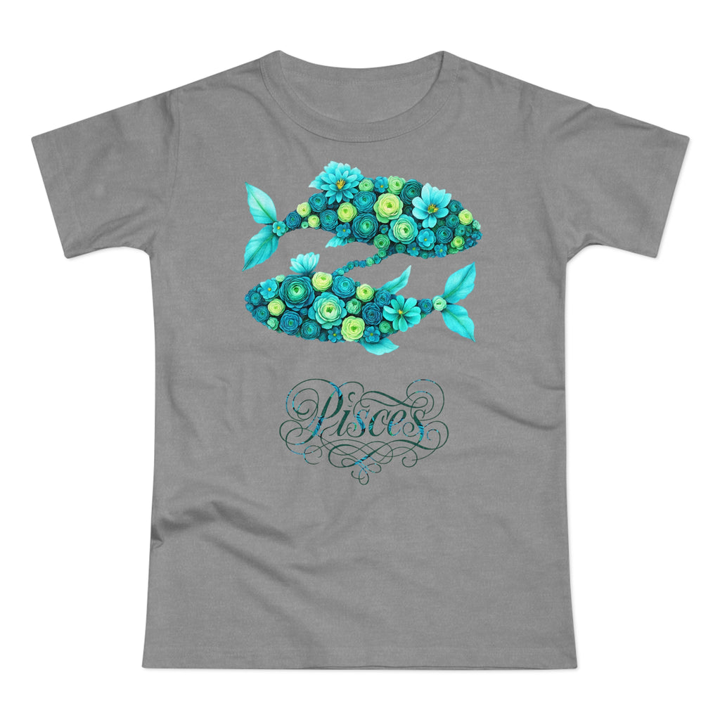Fische: Frontprint, Womens' T-Shirt, florales Sternzeichen, Zodiac Astrologie (Pisces)