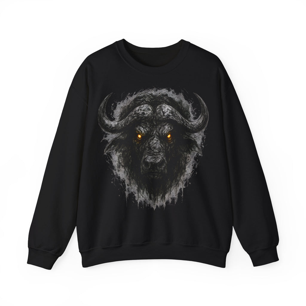Büffel: Animals-Collection, Frontprint, Unisex Sweatshirt, Buffalo Spirit