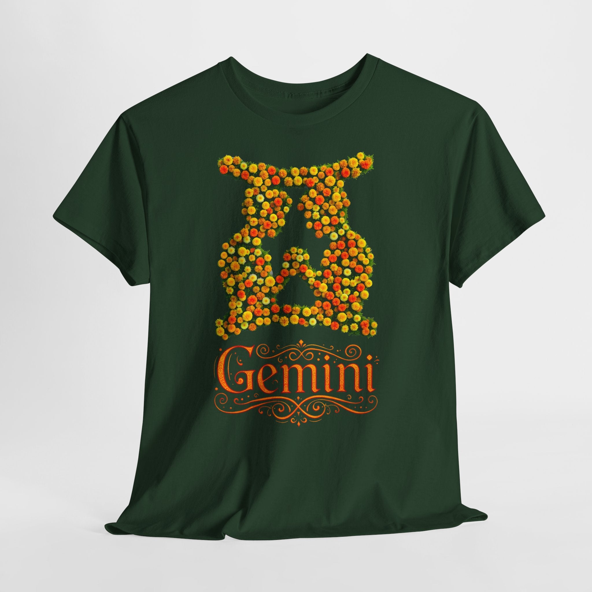 Zwilling: Frontprint, Unisex T-Shirt - Florales Sternzeichen Astrologie (Gemini)