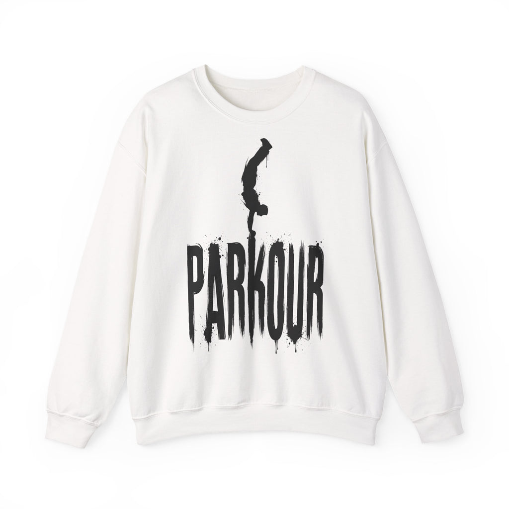 Parkour 03: Frontprint, Unisex Sweatshirt - Urban Stunt Silhouette Crewneck