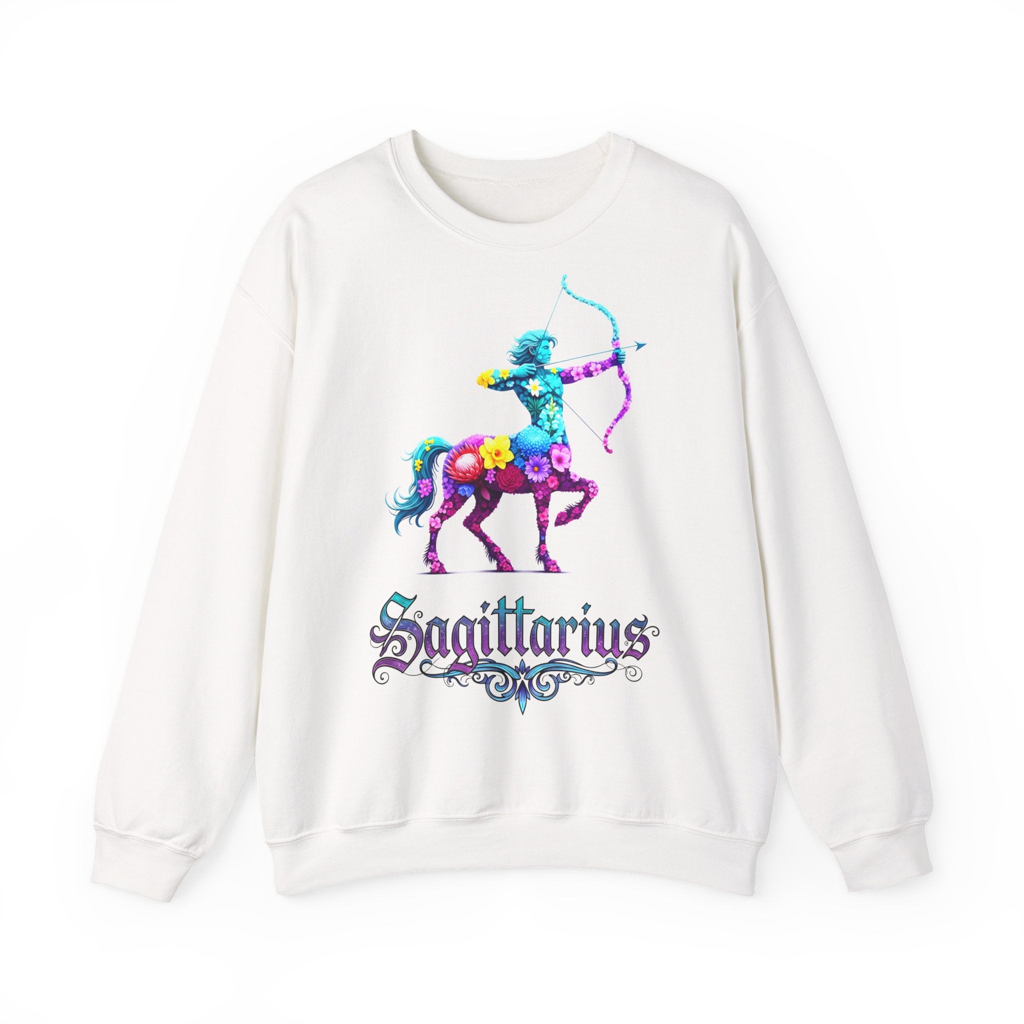 Schütze: Frontprint, Unisex Sweatshirt, florales Sternzeichen, Zodiac Astrologie (Sagittarius)