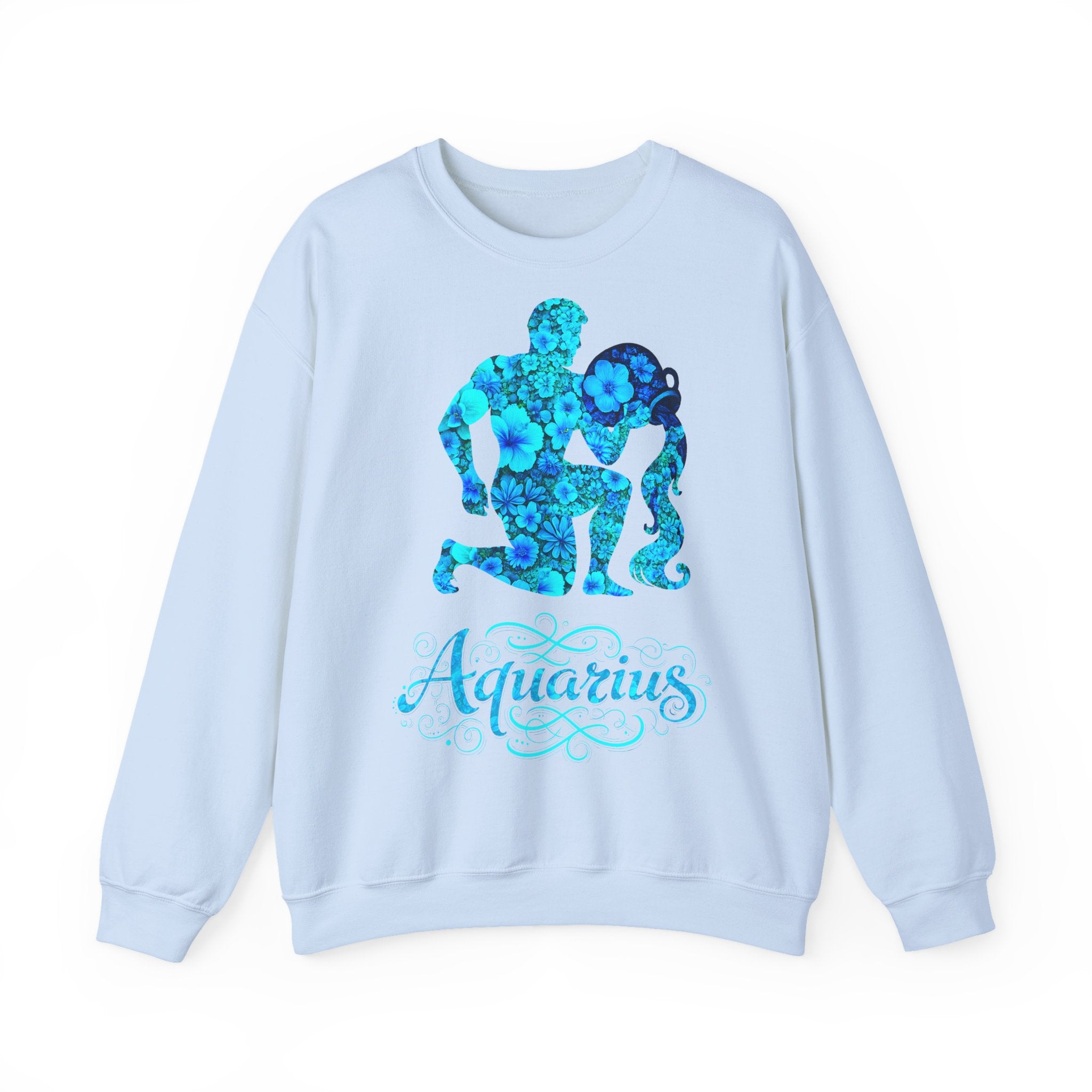 Wassermann: Frontprint, Unisex Sweatshirt, florales Sternzeichen, Astrologie Zodiac (Aquarius)