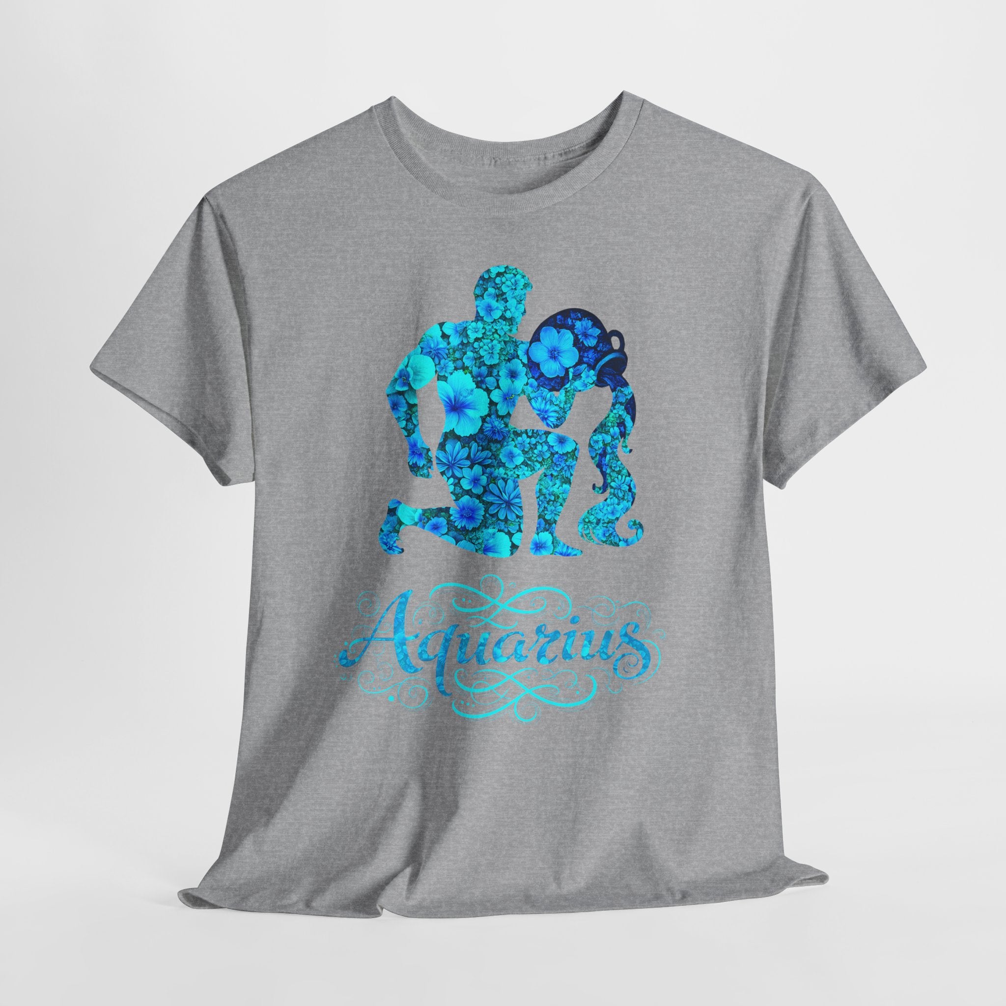 Wassermann: Frontprint, Unisex T-Shirt - Florales Sternzeichen Astrologie (Aquarius)