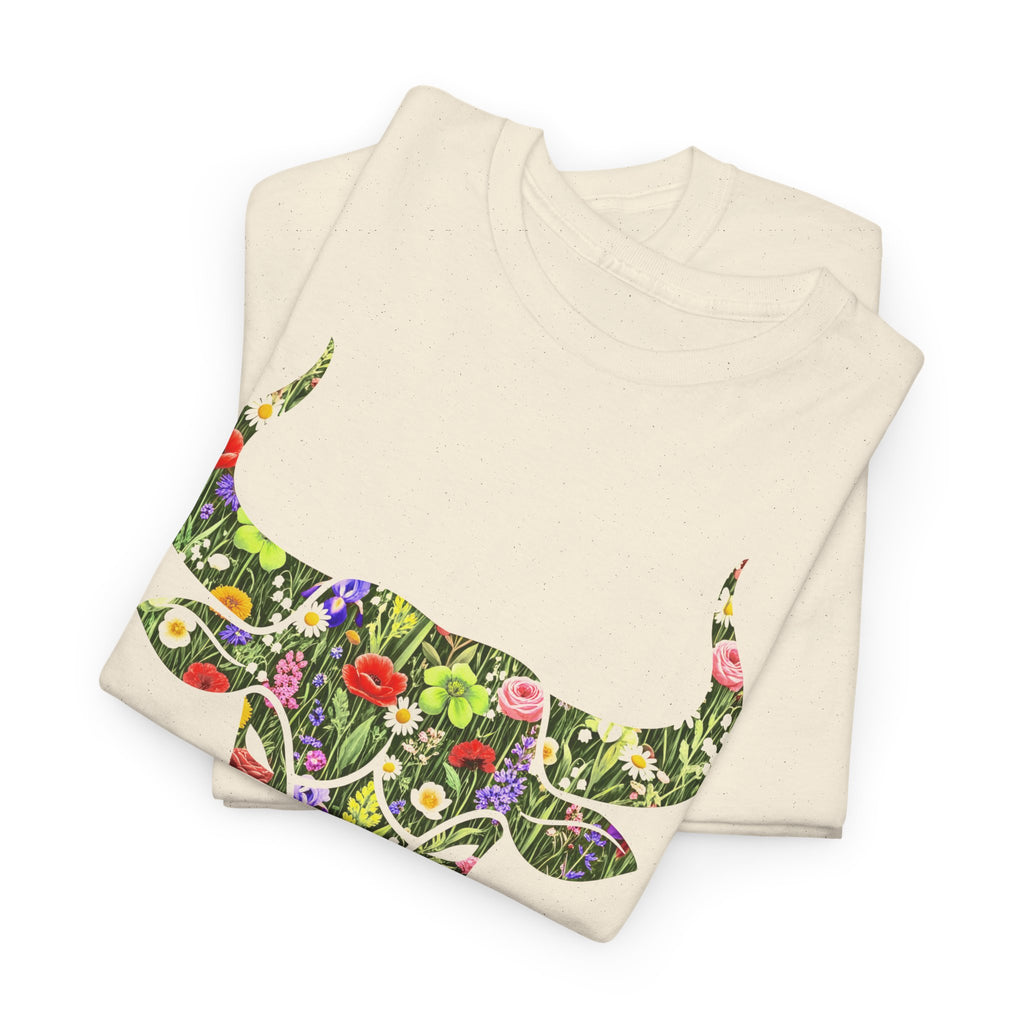 Stier: Frontprint, Unisex T-Shirt - Florales Sternzeichen Astrologie (Taurus)