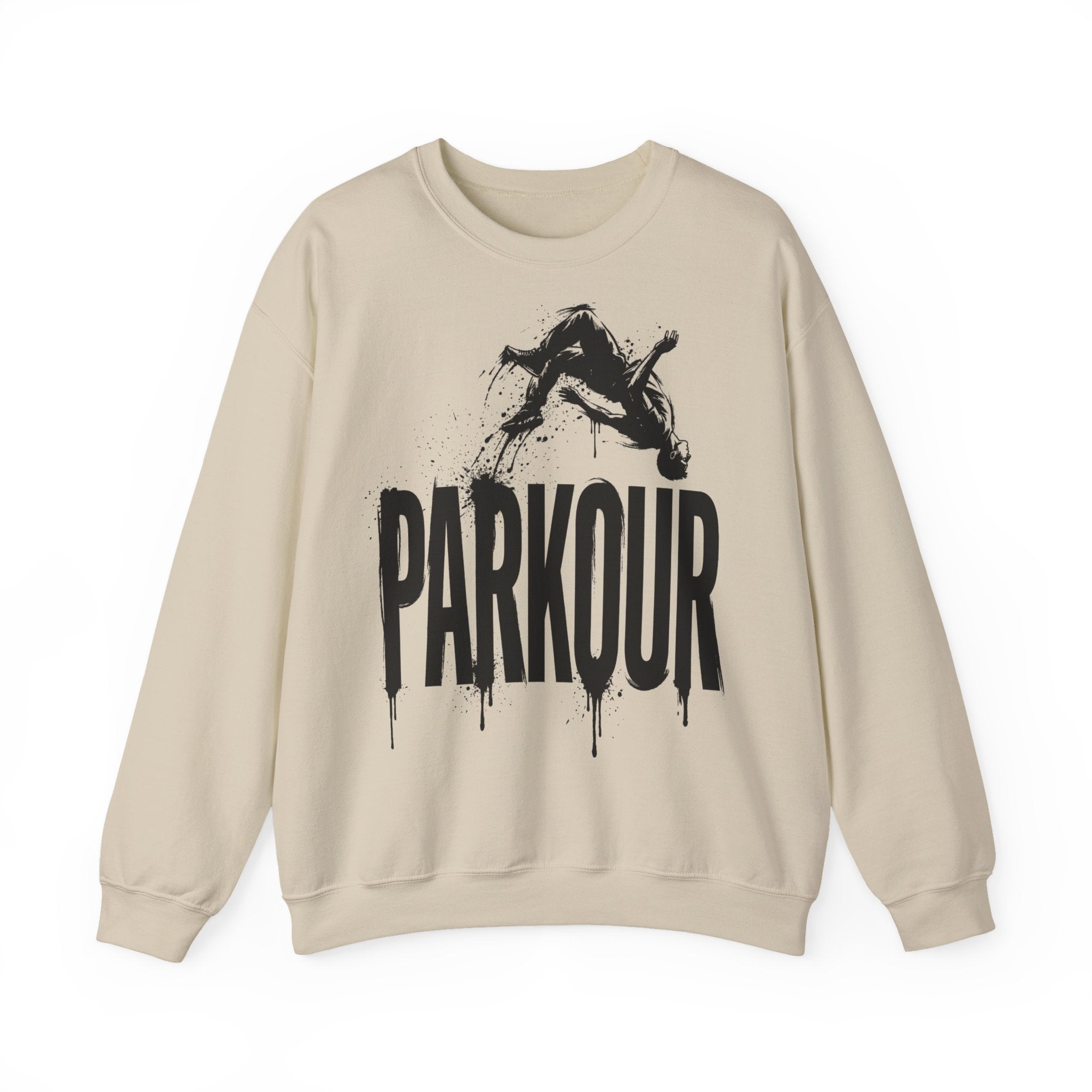 Parkour 06: Frontprint, Unisex Sweatshirt - Urban Stunt Silhouette Crewneck