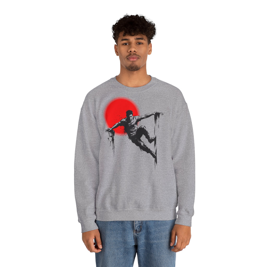 Parkour D: Front-/Backprint, Unisex Sweatshirt - Urban Stunt Silhouette Crewneck