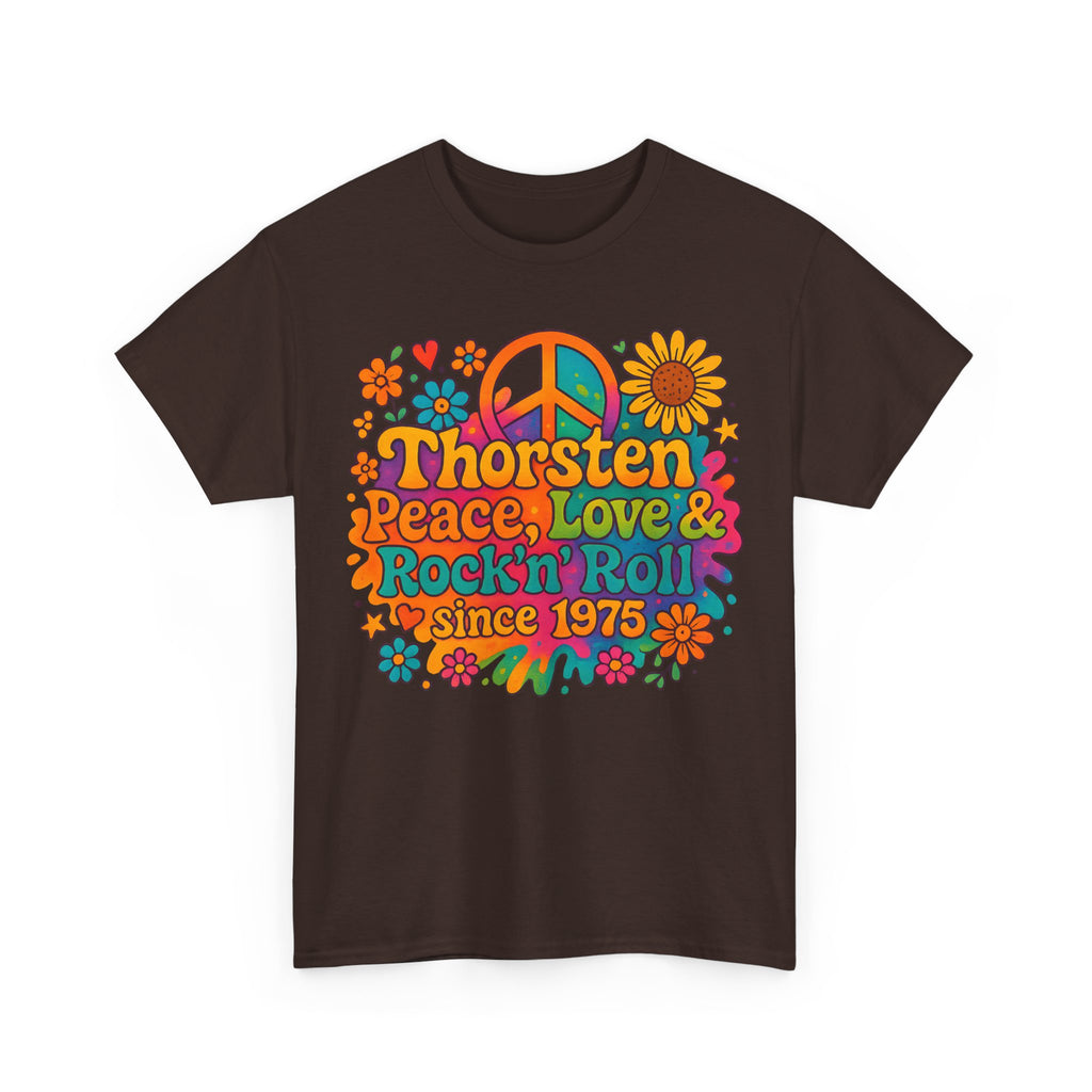 Thorsten, 1975, Retro Peace & Love Tee, Unisex Heavy Cotton Top, Vintage Rock'n'Roll Shirt, Music Lover Gift, 70s Inspired Fashion