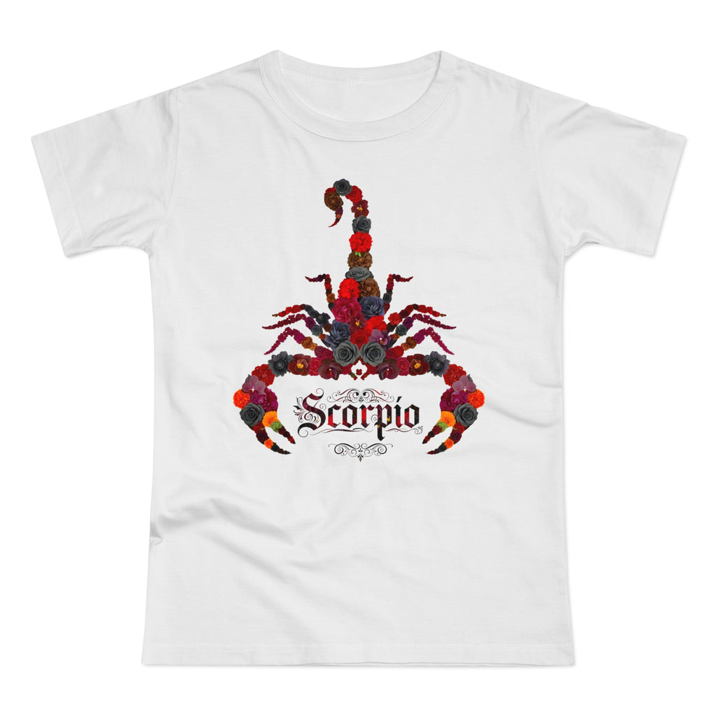 Skorpion: Frontprint, Womens' T-Shirt, florales Sternzeichen, Zodiac Astrologie (Scorpio)