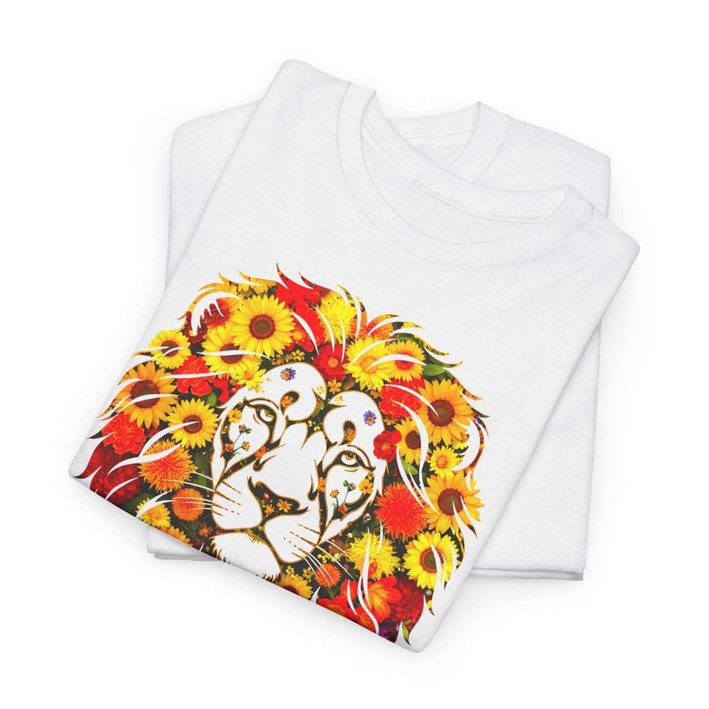 Löwe: Frontprint, Unisex T-Shirt - Florales Sternzeichen Astrologie (Leo)