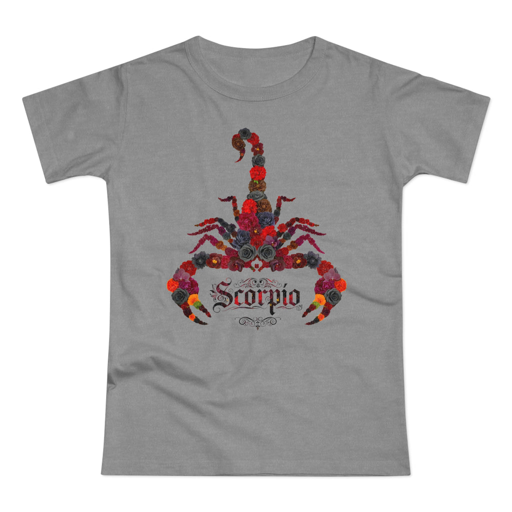 Skorpion: Frontprint, Womens' T-Shirt, florales Sternzeichen, Zodiac Astrologie (Scorpio)