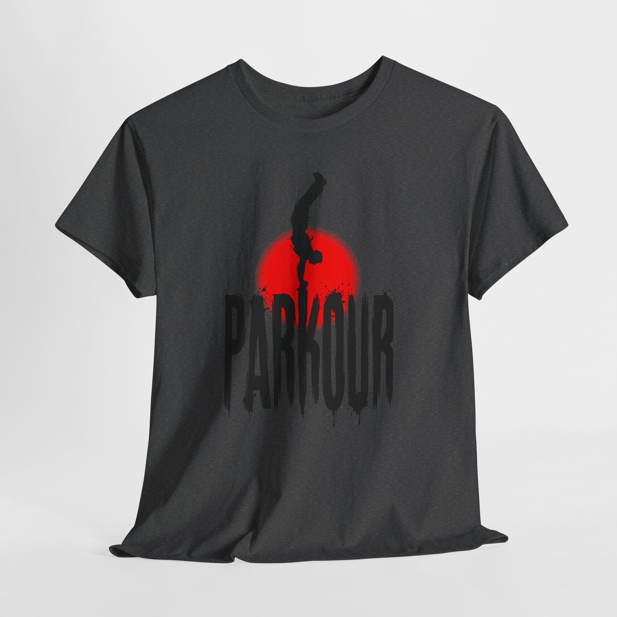 Parkour B: Frontprint, Unisex T-Shirt - Urban Stunt Silhouette Crewneck