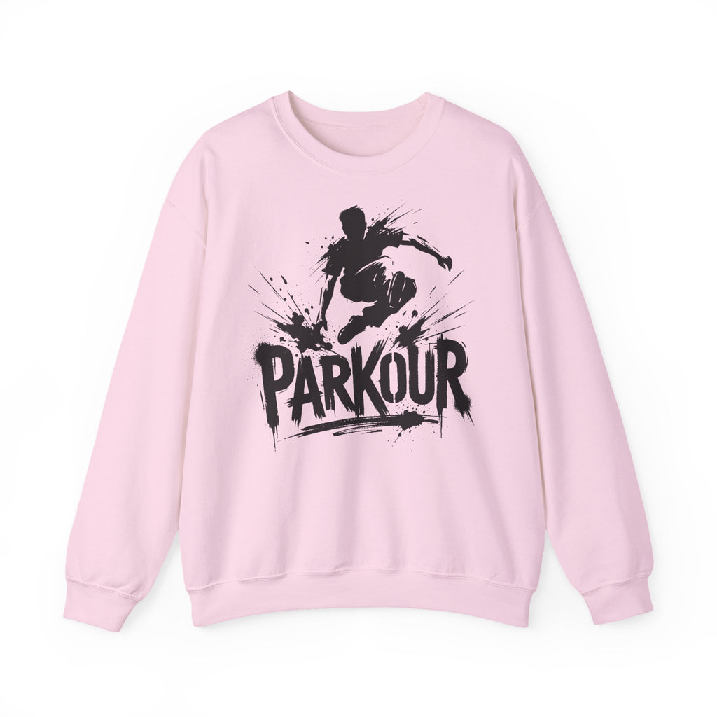 Parkour 01: Frontprint, Unisex Sweatshirt - Urban Stunt Silhouette Crewneck