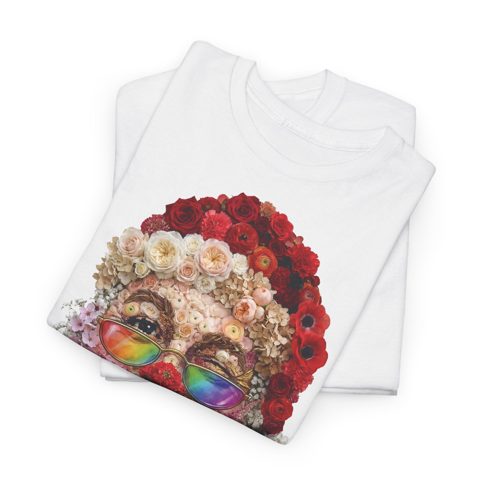 Blumen-Santa: Frontprint, Unisex T-Shirt, Floral Colorful Retro Santa with Cigar Weihnachten