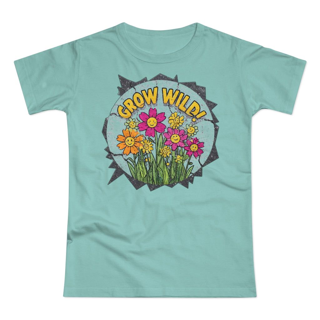 Grow Wild', Frontprint, Women's T-Shirt, Floral Tee for Garden Lovers, Spring Fashion, Eco-Friendly Gift, Nature-Inspired Apparel