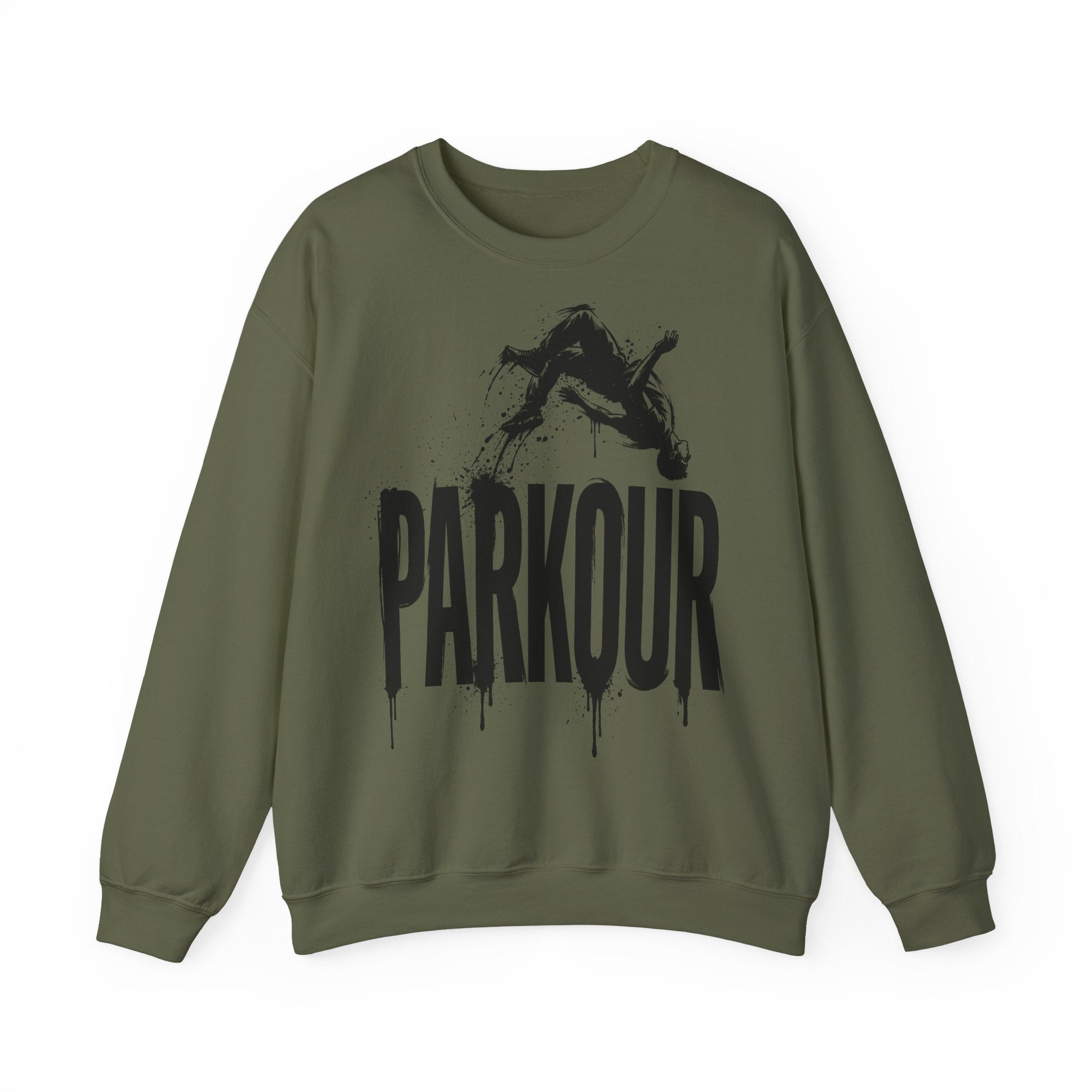 Parkour 06: Frontprint, Unisex Sweatshirt - Urban Stunt Silhouette Crewneck