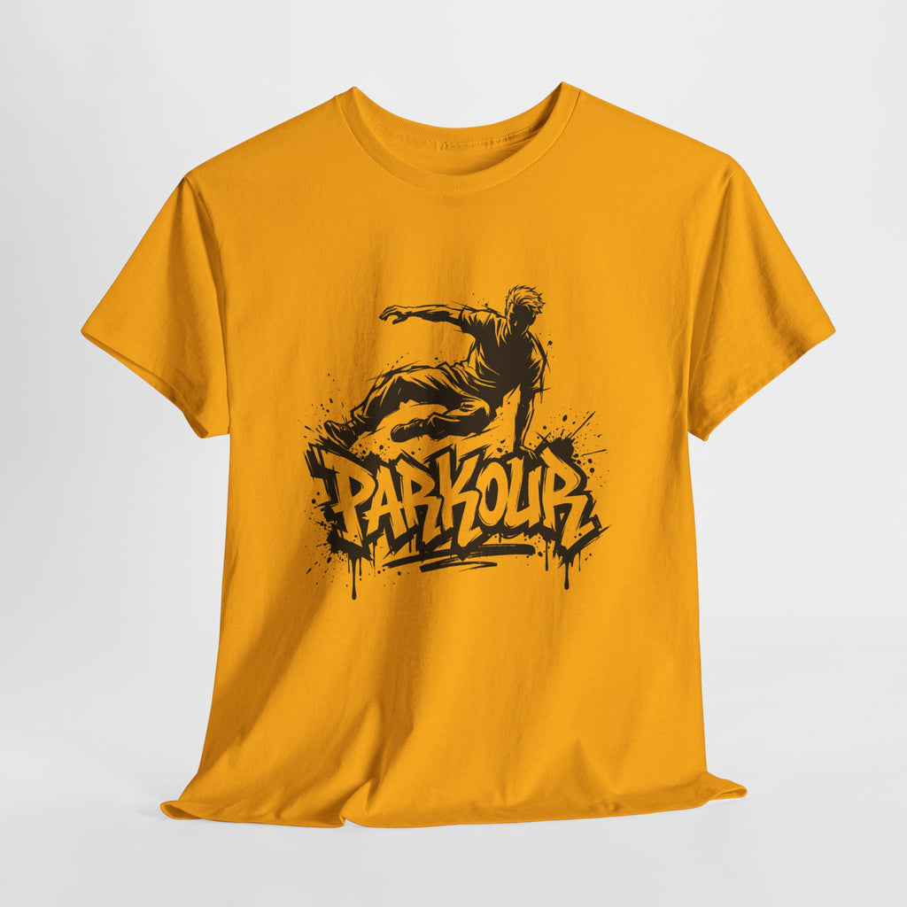Parkour 07: Frontprint, Unisex T-Shirt - Urban Stunt Silhouette Crewneck