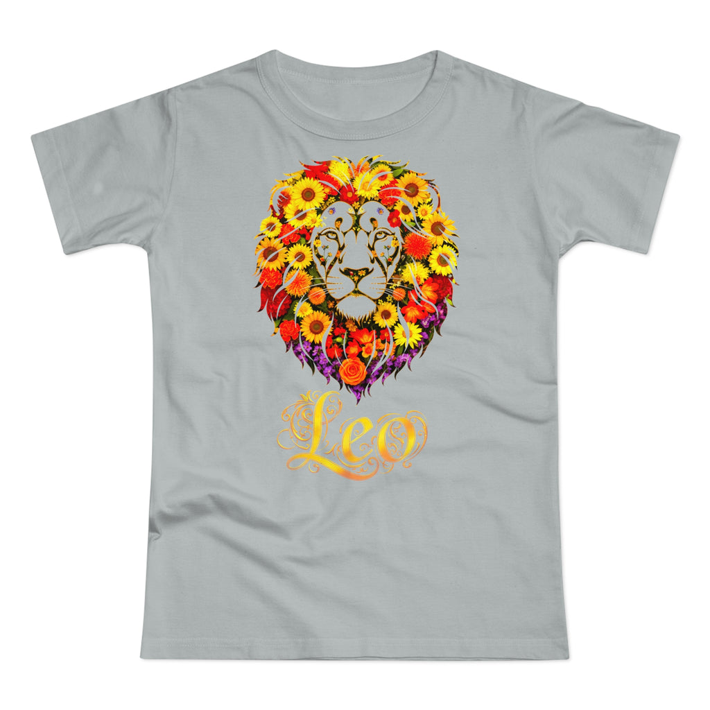 Löwe: Frontprint, Womens' T-Shirt, florales Sternzeichen, Zodiac Astrologie (Leo)