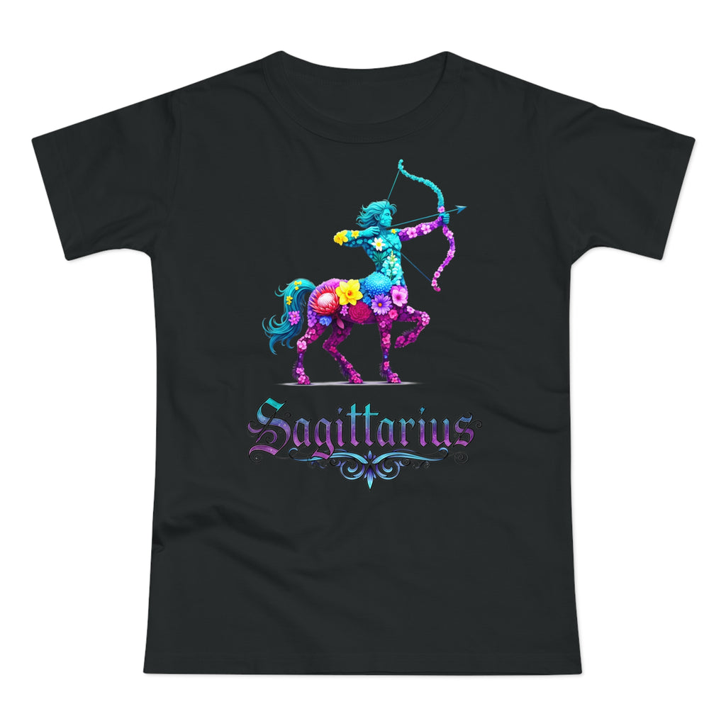 Schütze: Frontprint, Womens' T-Shirt, florales Sternzeichen, Zodiac Astrologie (Sagittarius)