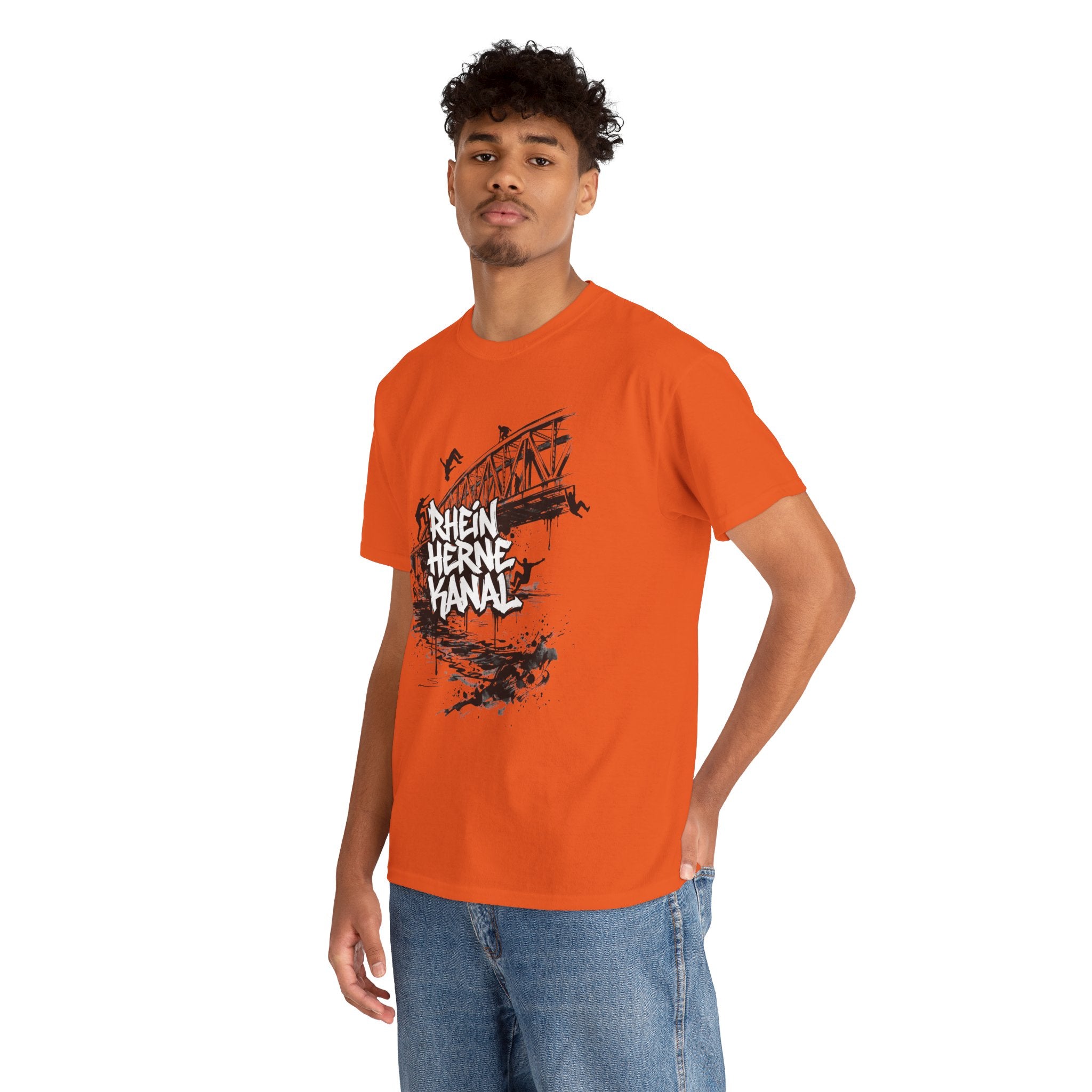 Parkour C: Frontprint, Unisex T-Shirt - Urban Stunt Silhouette Crewneck