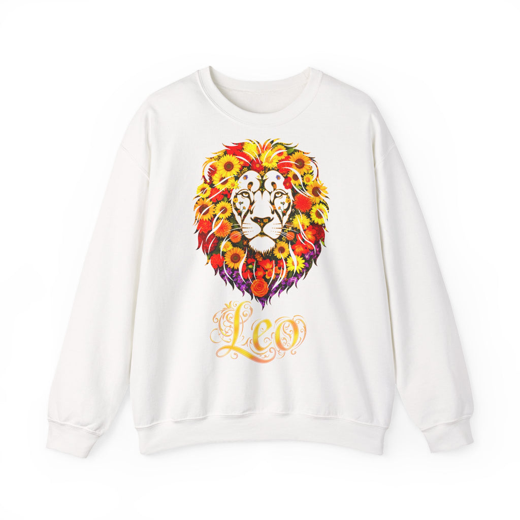 Löwe: Frontprint, Unisex Sweatshirt, florales Sternzeichen, Zodiac Astrologie (Leo)