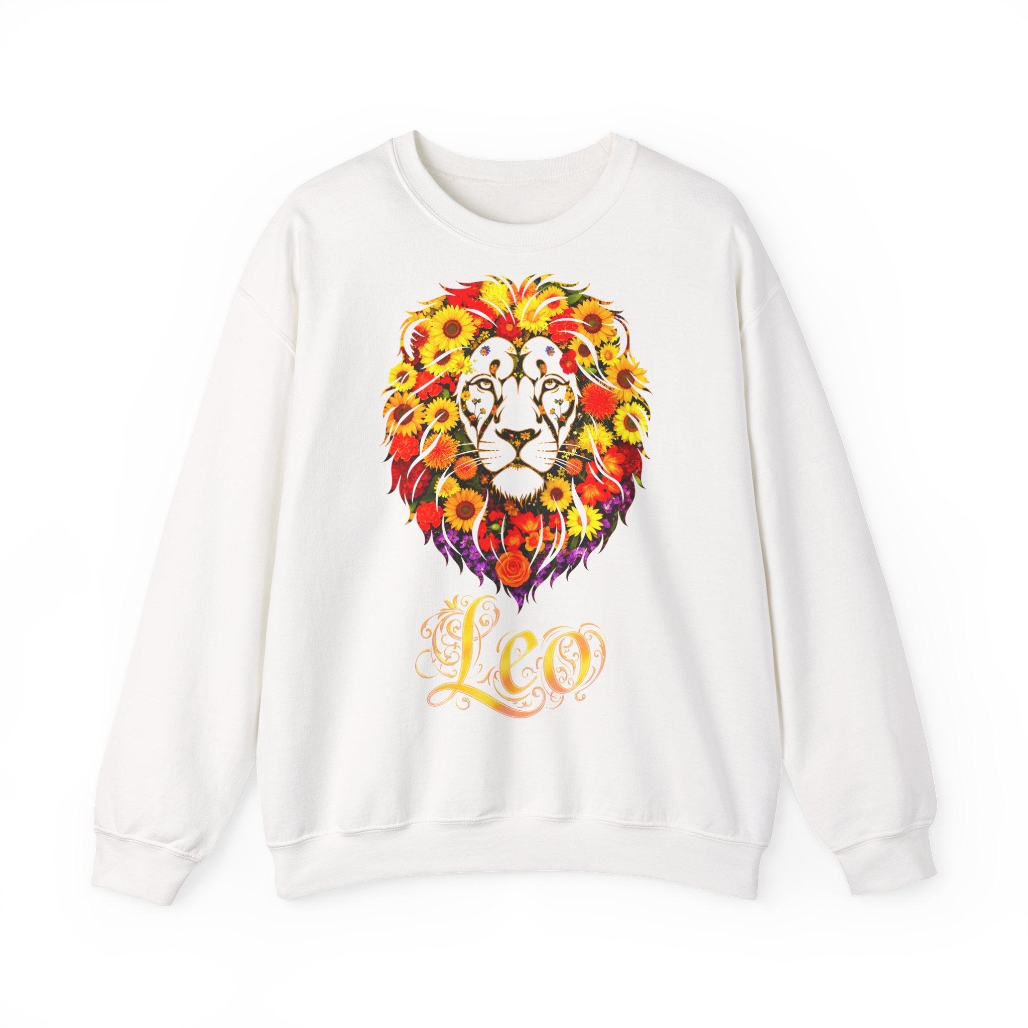 Löwe: Frontprint, Unisex Sweatshirt, florales Sternzeichen, Zodiac Astrologie (Leo)
