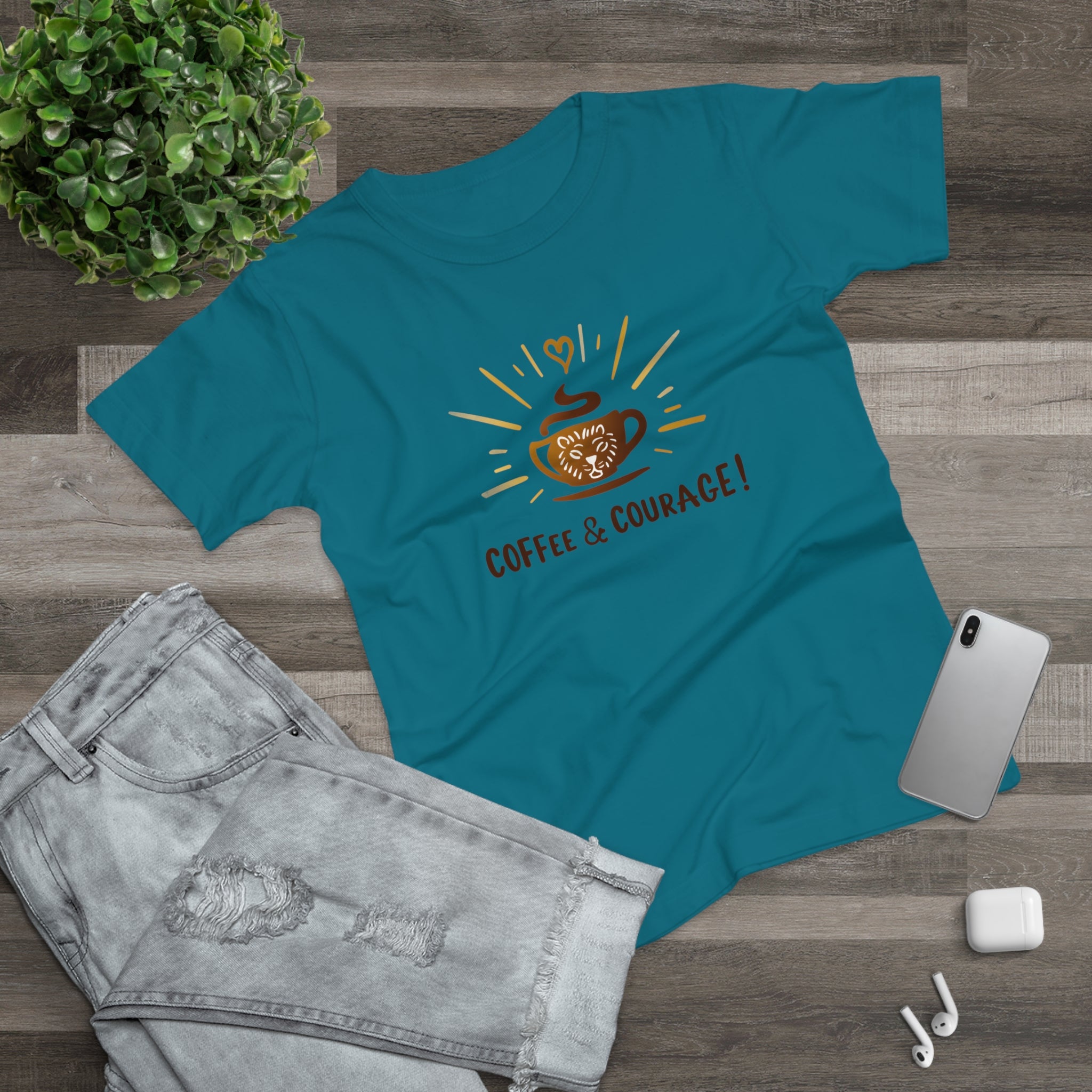 Coffee & Courage, Frontprint, Women's T-Shirt