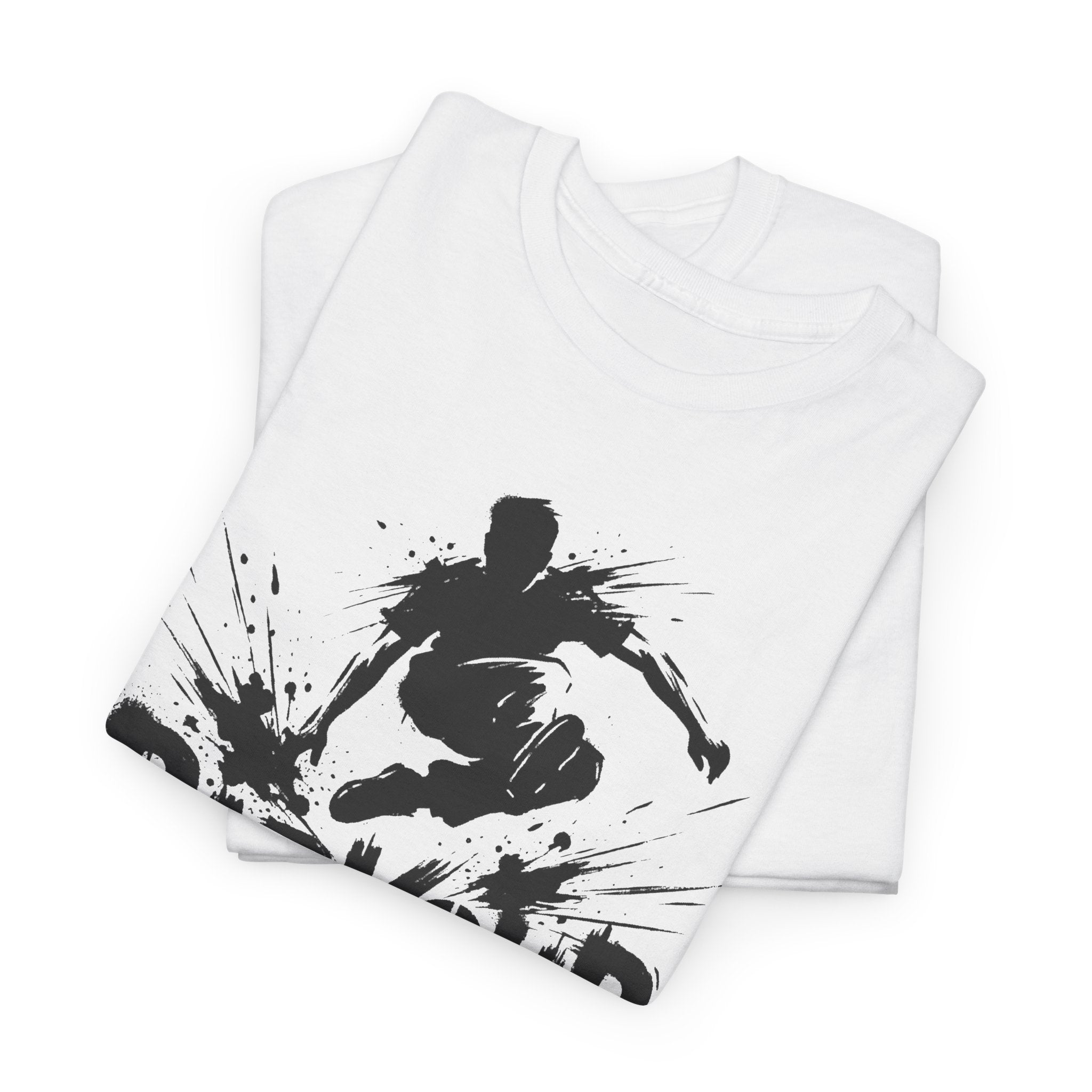 Parkour 01: Frontprint, Unisex T-Shirt - - Urban Stunt Silhouette Crewneck