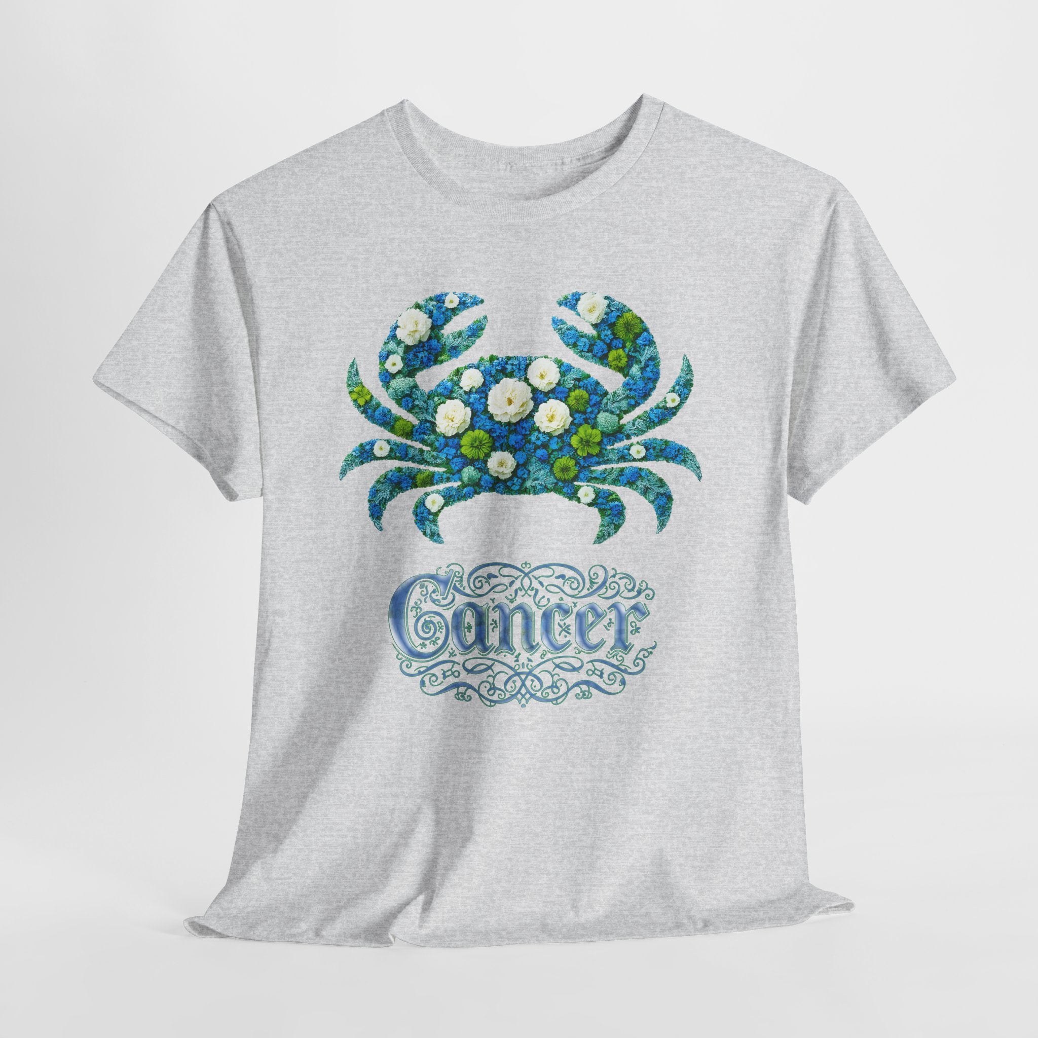 Cancer Floral Zodiac Tee, Astrology Shirt, Gift for Cancer, Horoscope Apparel, Unisex Tees, Cute Crab Design