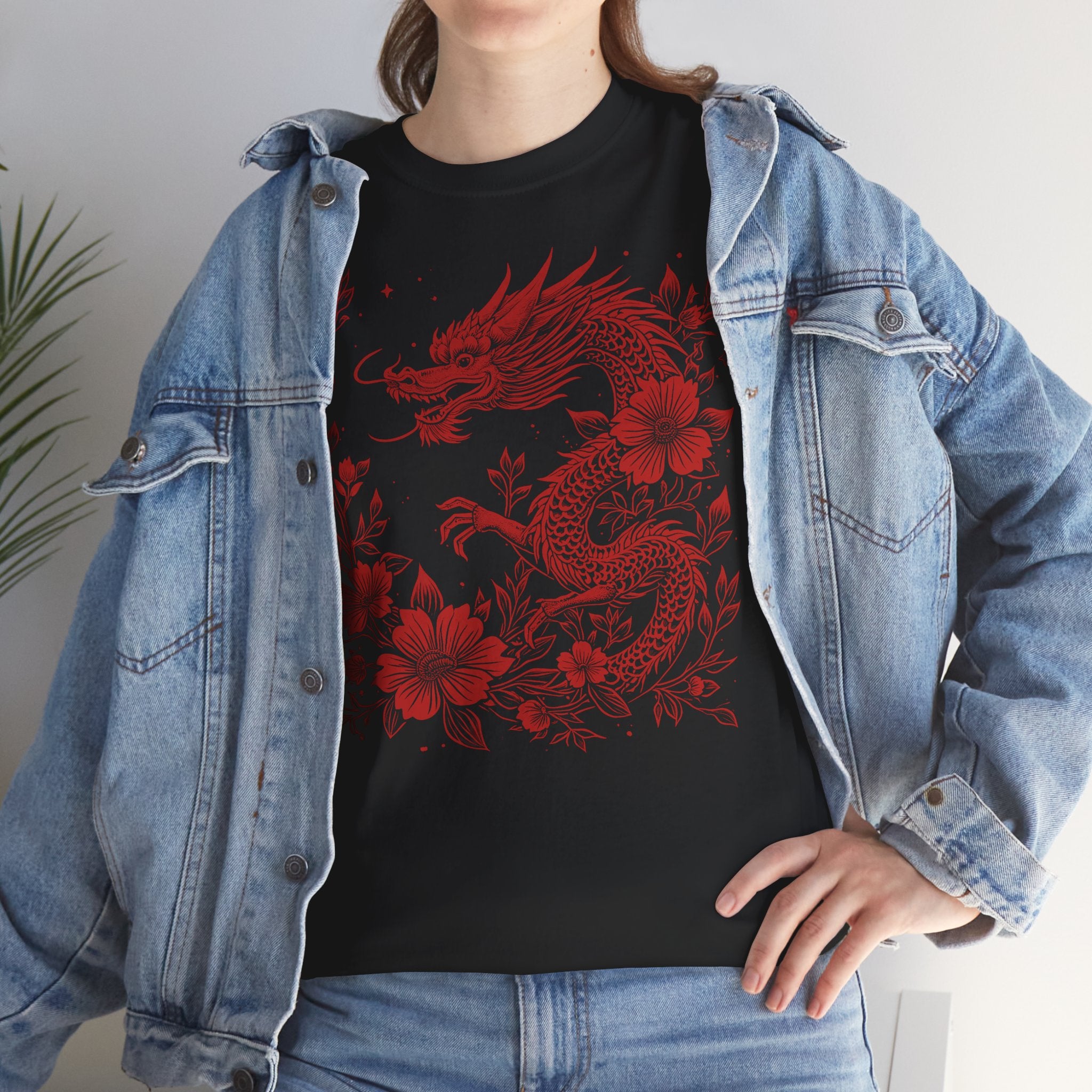 Floral Dragon - Japanese Tattoo-Style Unisex T-Shirt