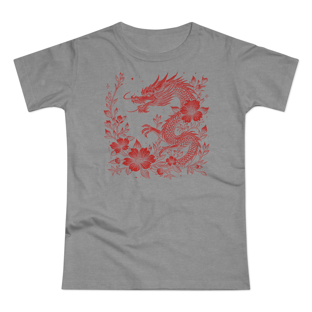 Floral Dragon - Japanese Tattoo-Style, Frontprint, Womens' T-Shirt