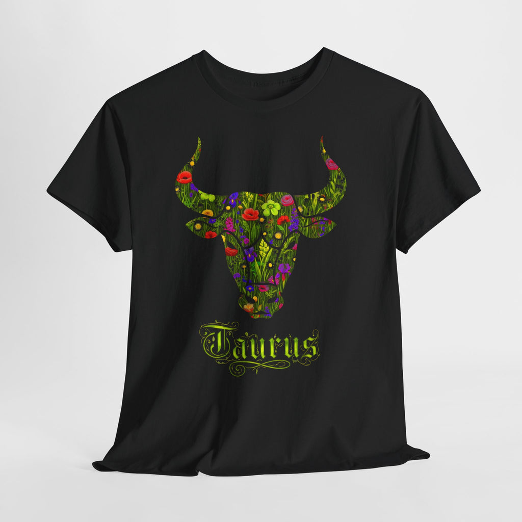 Stier: Frontprint, Unisex T-Shirt - Florales Sternzeichen Astrologie (Taurus)