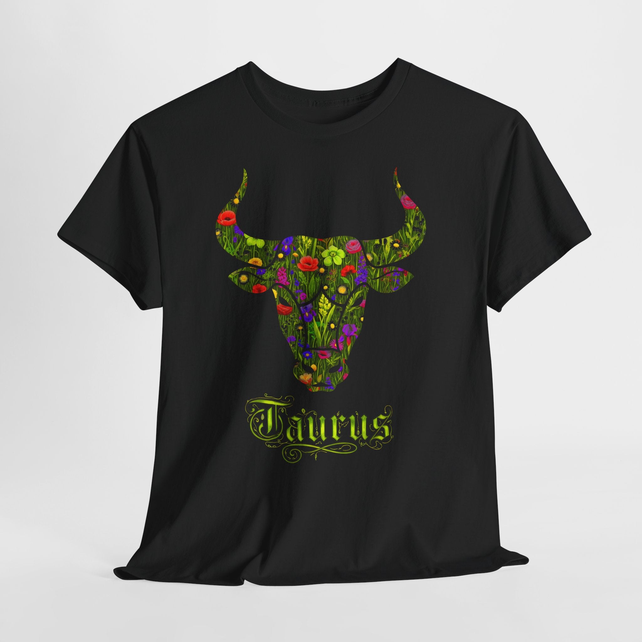 Stier: Frontprint, Unisex T-Shirt - Florales Sternzeichen Astrologie (Taurus)