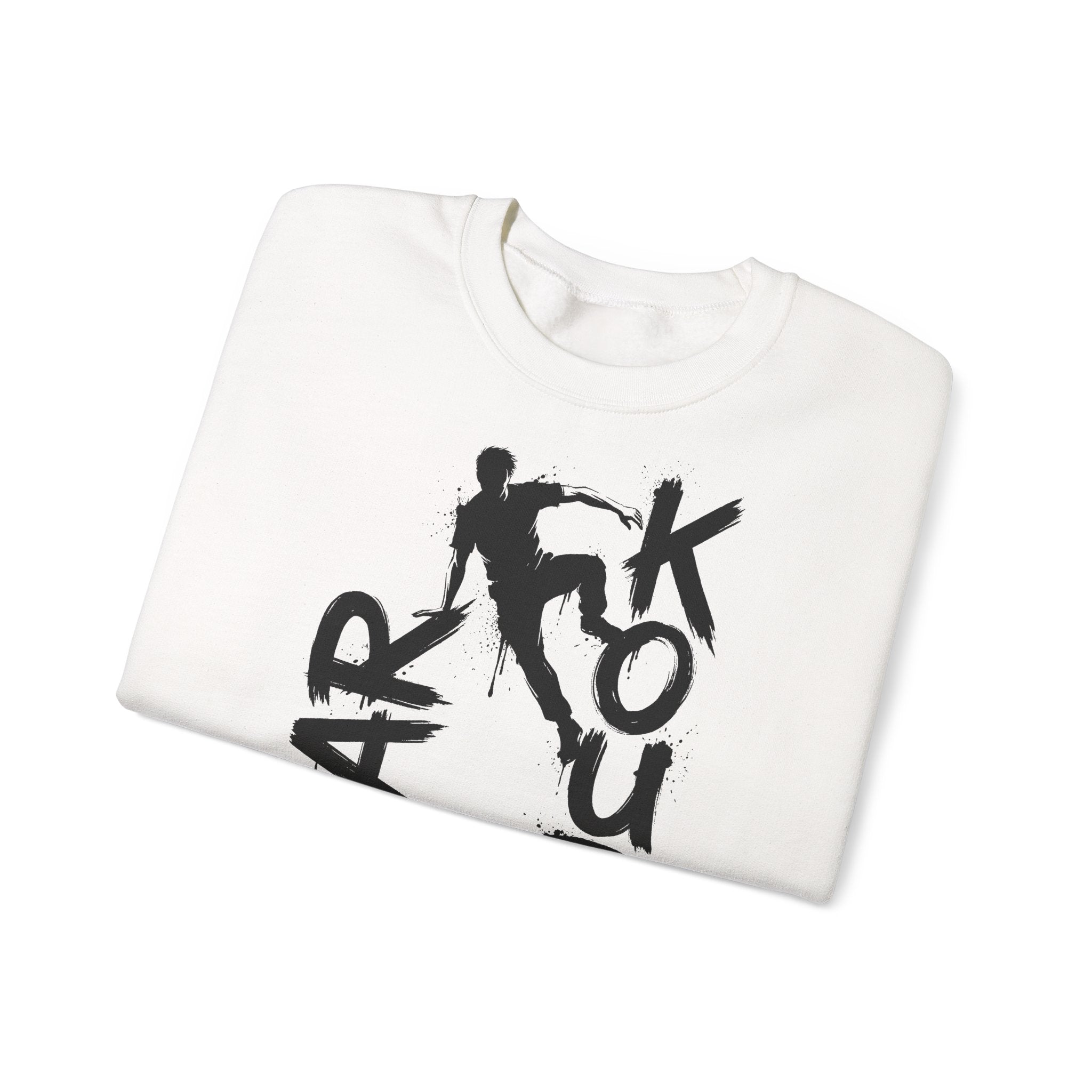 Parkour 11: Frontprint, Unisex Sweatshirt - Urban Stunt Silhouette Crewneck