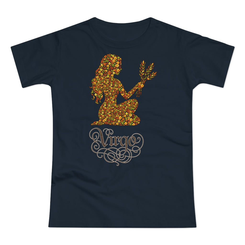 Jungfrau: Frontprint, Womens' T-Shirt, florales Sternzeichen, Zodiac Astrologie (Virgo)