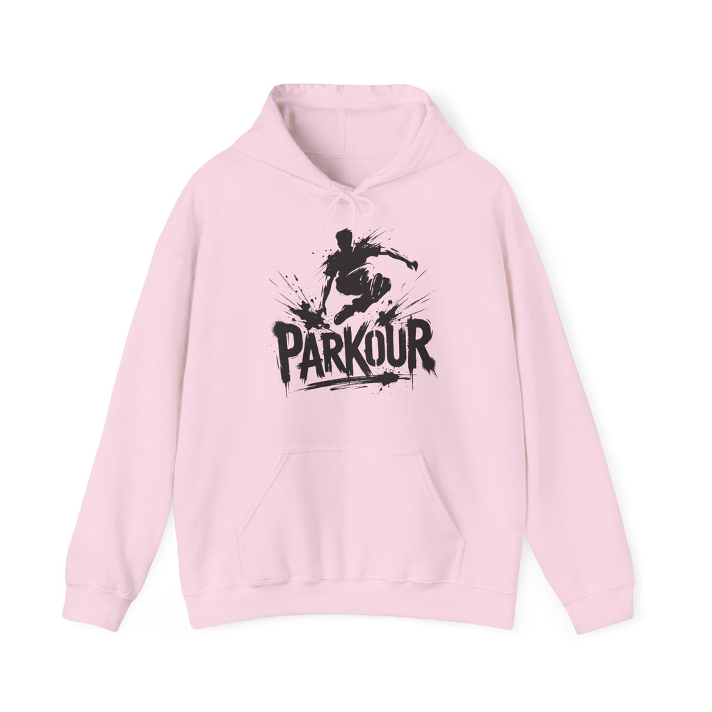 Parkour 01: Frontprint, Unisex Hoodie - Urban Stunt Silhouette Crewneck