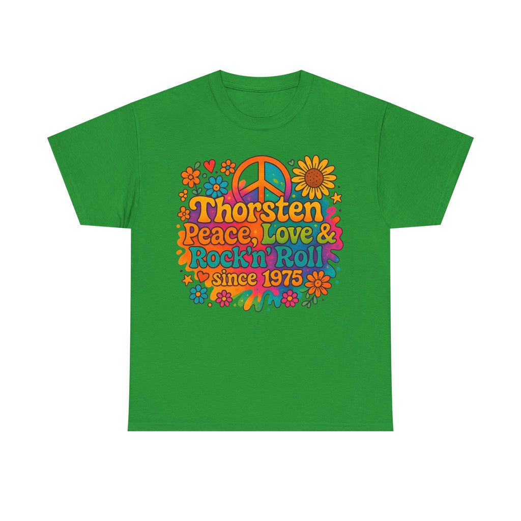 Thorsten, 1975, Retro Peace & Love Tee, Unisex Heavy Cotton Top, Vintage Rock'n'Roll Shirt, Music Lover Gift, 70s Inspired Fashion