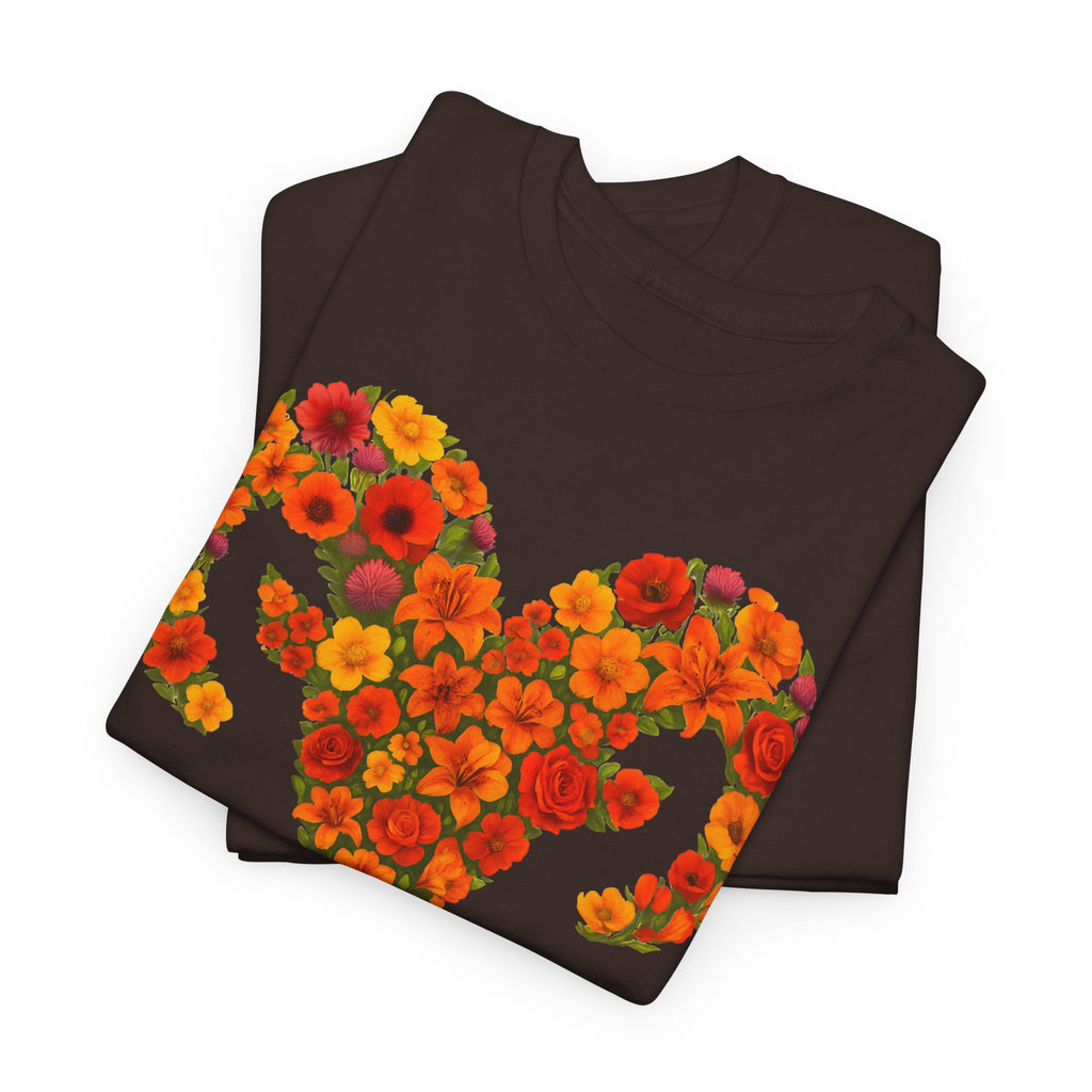 Widder: Frontprint, Unisex T-Shirt - Florales Sternzeichen Astrologie (Aries)